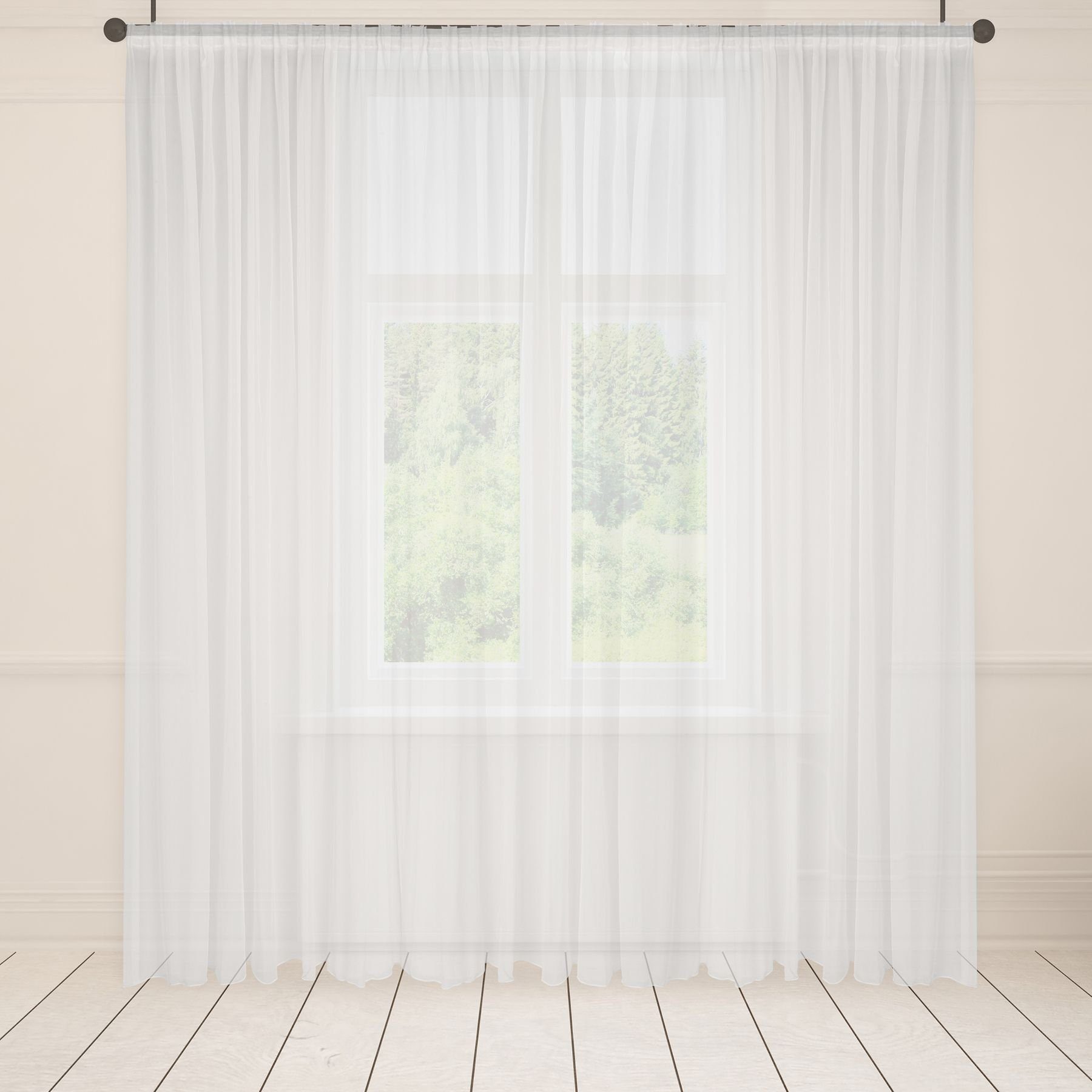 Asphald Gardine Voile Weiß 1:2 Faltenband 3er Falte Vorhang diversen Höhen günstig online kaufen