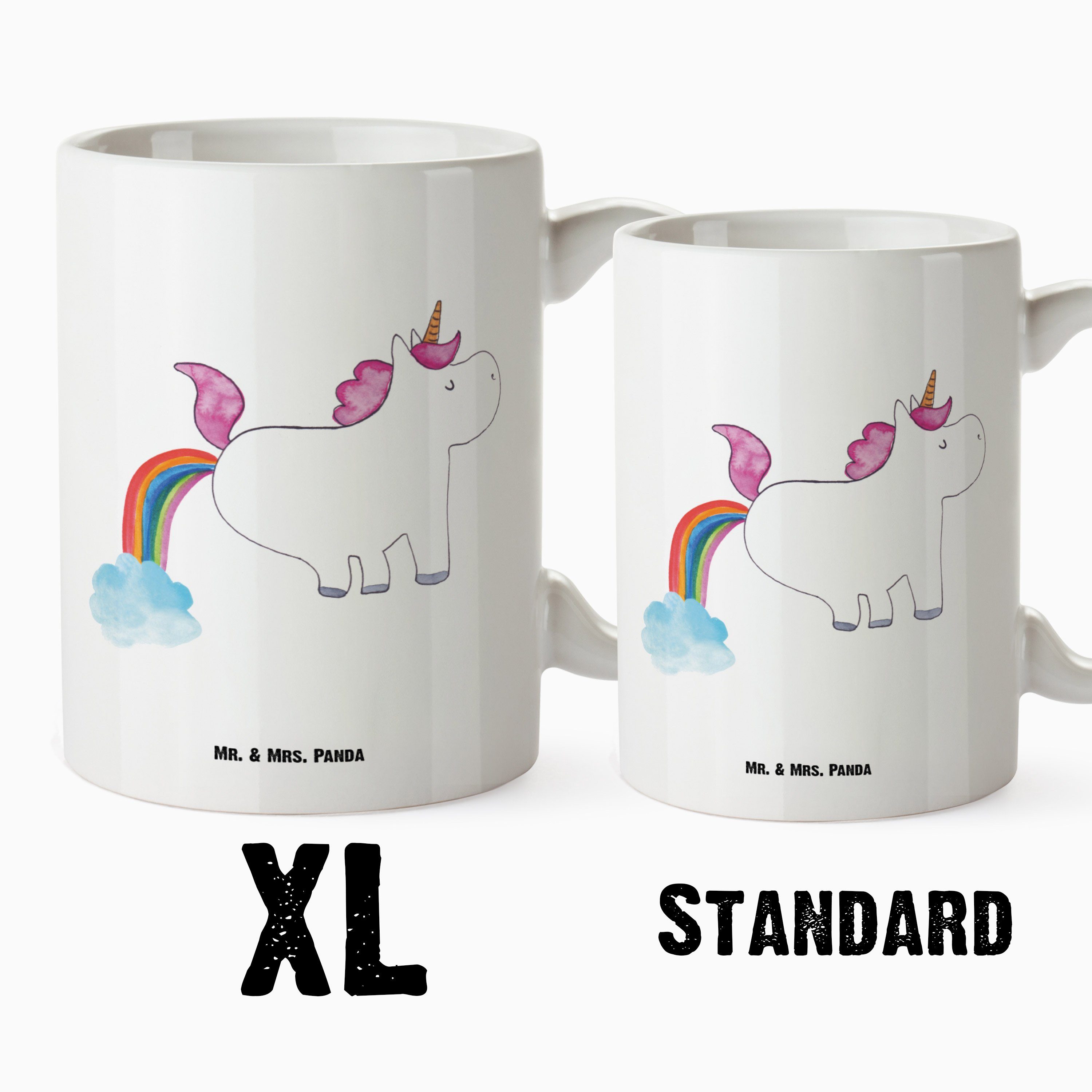 Panda XL G, Mrs. Mr. Weiß Deko, Geschenk, Einhorn Pupsend - Tasse - Einhorn Keramik Tasse spülmaschinenfest, &