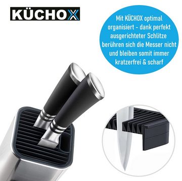 MAVURA Messerblock KÜCHOX 2in1 Edelstahl Messerblock Küchenmesser & Küchenhelfer, (ohne Messer) Aufbewahrung Küchenhelfer Organizer Set unbestückt