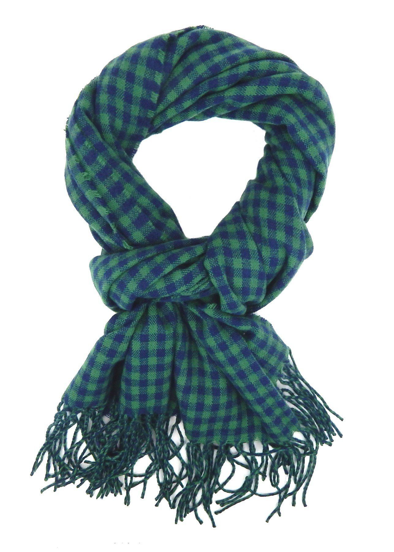 Ella Jonte Modeschal, grün blau Karo breiter Herbst Winterschal Fransen günstig online kaufen