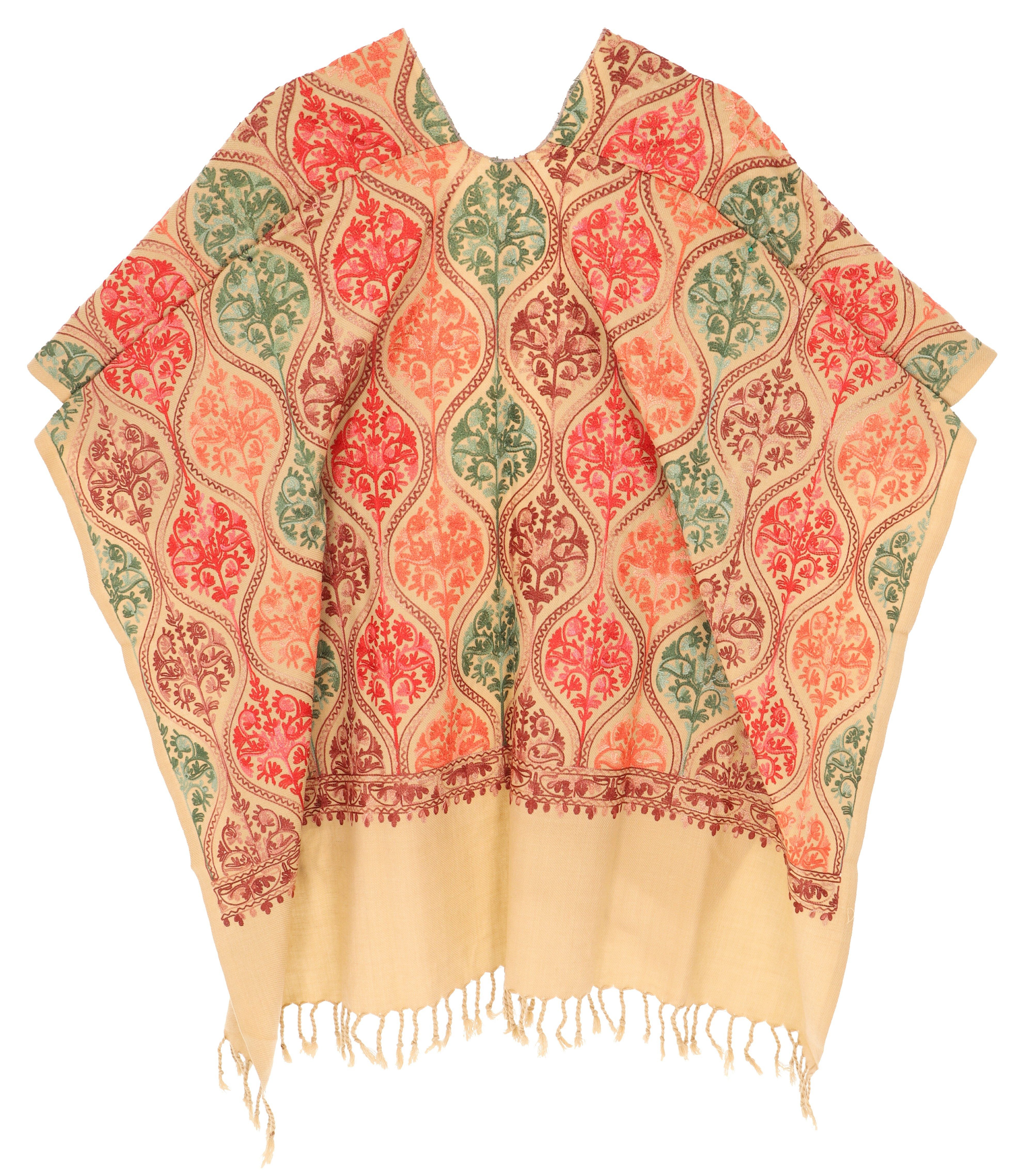 Langjacke Bestickter Ponchoschal, Poncho, Cape Schal -..