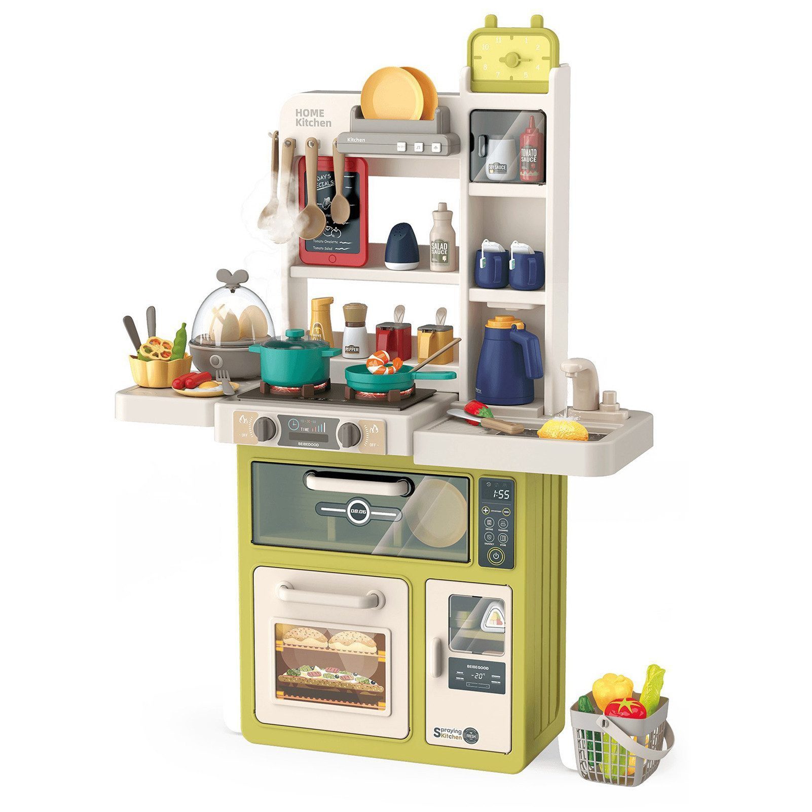 Esun Spielküche Kinderküche mit Küchenzubehör, Licht, Spray, Sound und Wass günstig online kaufen