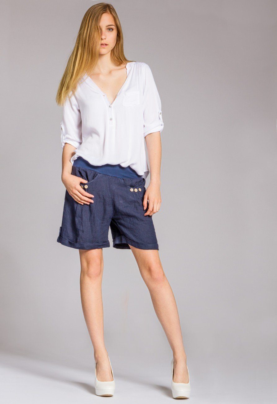 Caspar Shorts BST002 Damen Leinen Shorts günstig online kaufen