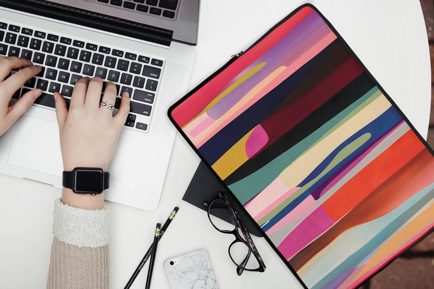 MuchoWow Laptop-Hülle Farbvarianten - Vertikal - Bunt 14 Zoll, Schutzhülle für Laptop, Schutz gegen Kratzern, Laptoptasche