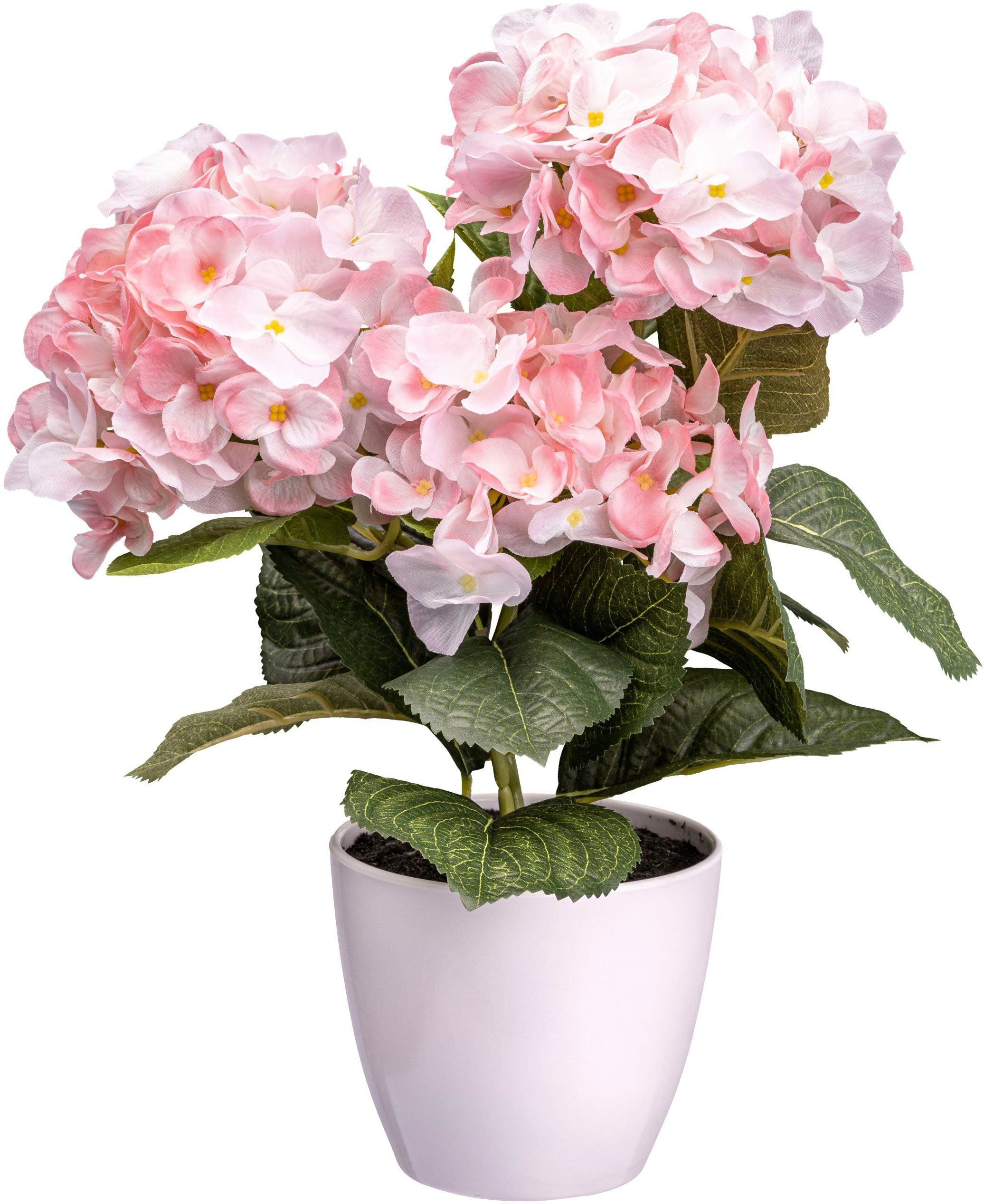 Kunstblume Hortensienbusch Hortensie, Creativ green, Höhe 32 cm rosa
