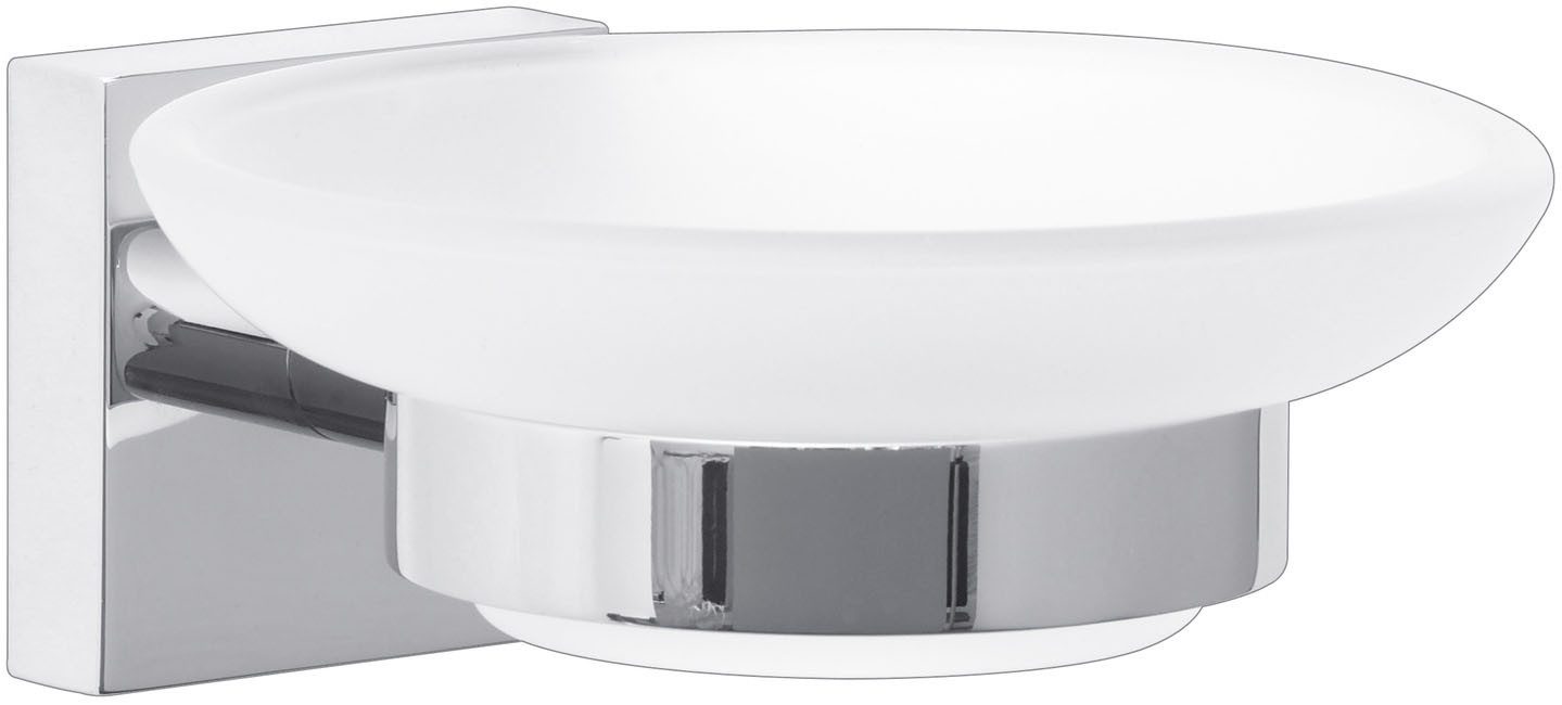 tesa Seifenspender 1x tesa ekkro Seifenschale, (Packung, EKKRO), chrom-weiß 13,1 cm : 11 cm : 5,1 cm