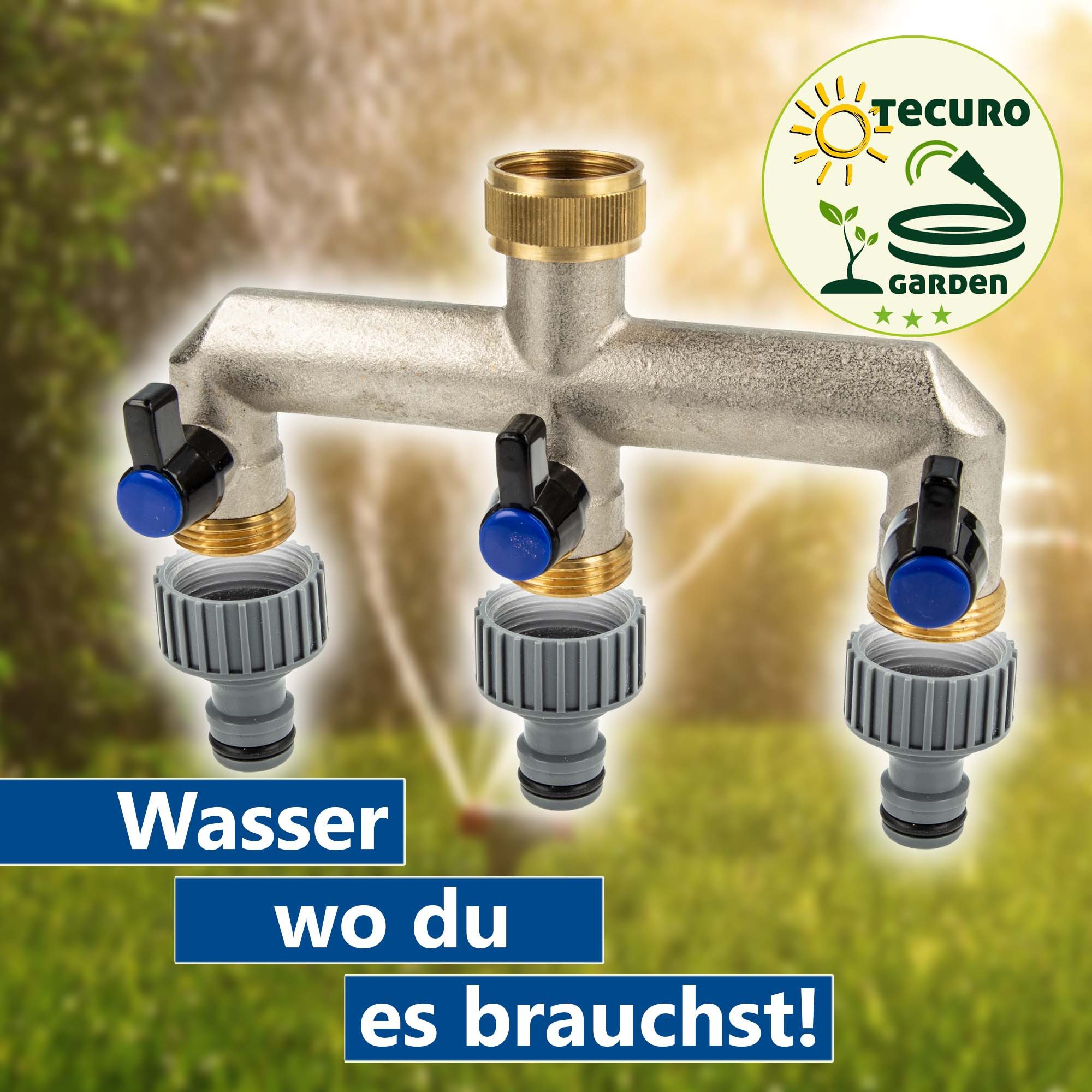 tecuro Bewässerungssystem 3-Wege Verteilerstück 3/4 Zoll (DN 15) mit Steckkupplung – Bild 5 von 5