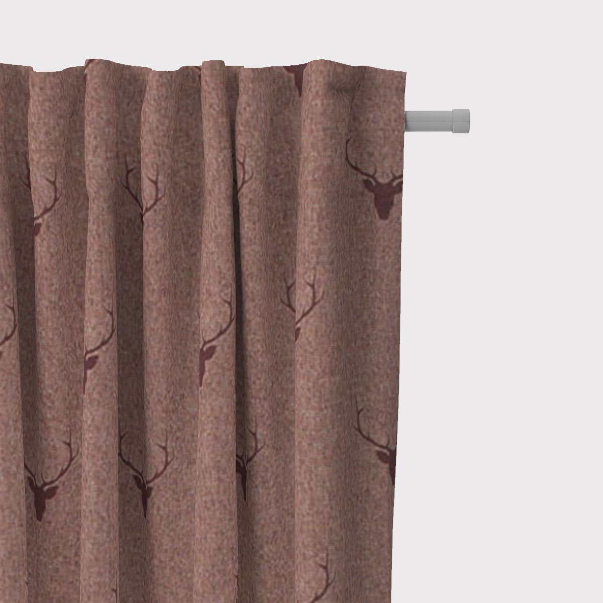 SCHÖNER LEBEN. Vorhang SCHÖNER LEBEN. Vorhang Hirschkopf Geweih rotbraun dunkelrot 245cm, Smokband, blickdicht, Jacquard, handmade