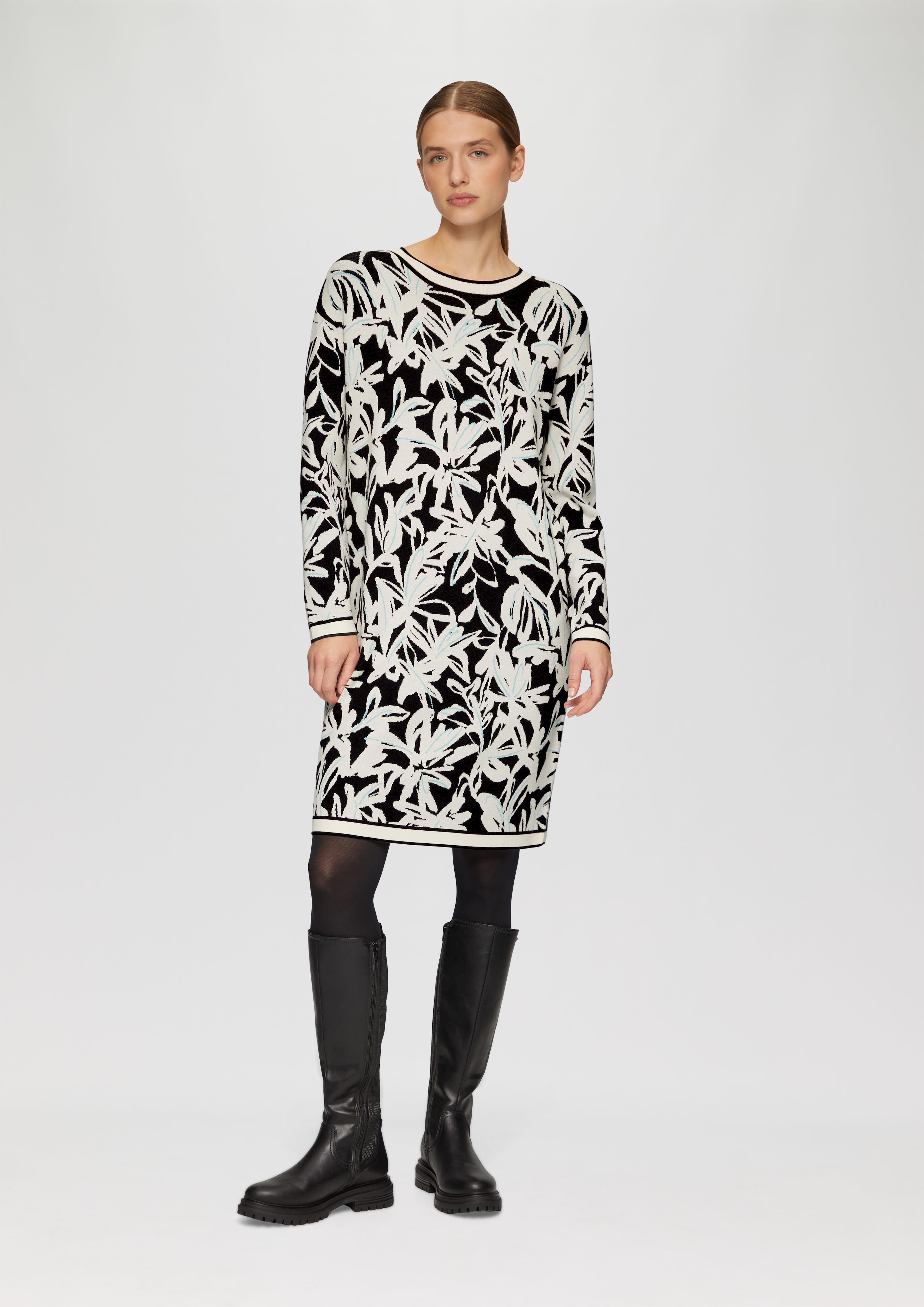 s.Oliver BLACK LABEL Minikleid Strickkleid mit Intarsienmuster
