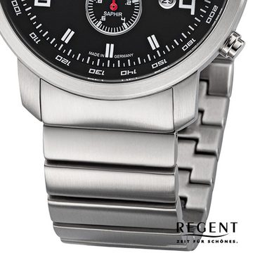 Regent Quarzuhr Regent Herren Armbanduhr Analog GM, (Analoguhr), Herren Armbanduhr rund, groß (ca. 44mm), Metallbandarmband