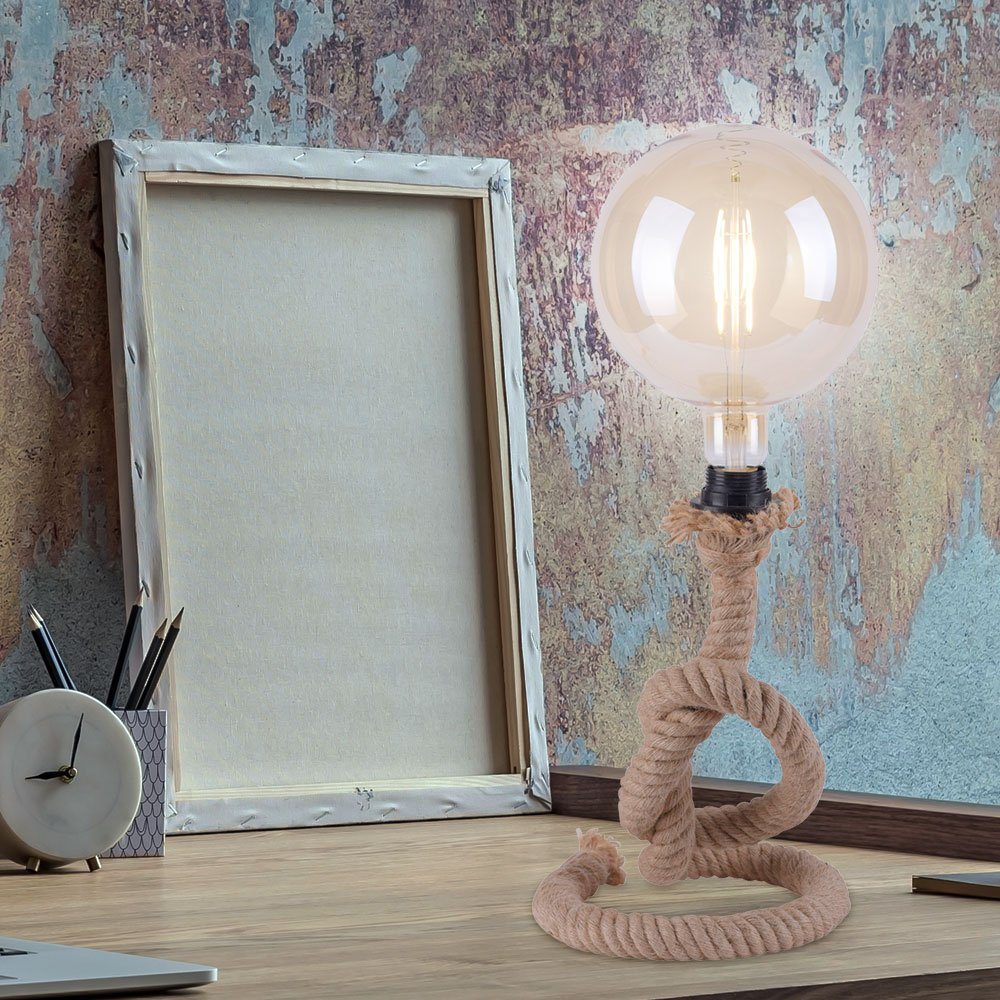 etc-shop LED Tischleuchte, Leuchtmittel verknotetem Seilform in Tischlampe Vintage nicht Seil Tischleuchte Tau, inklusive, mit