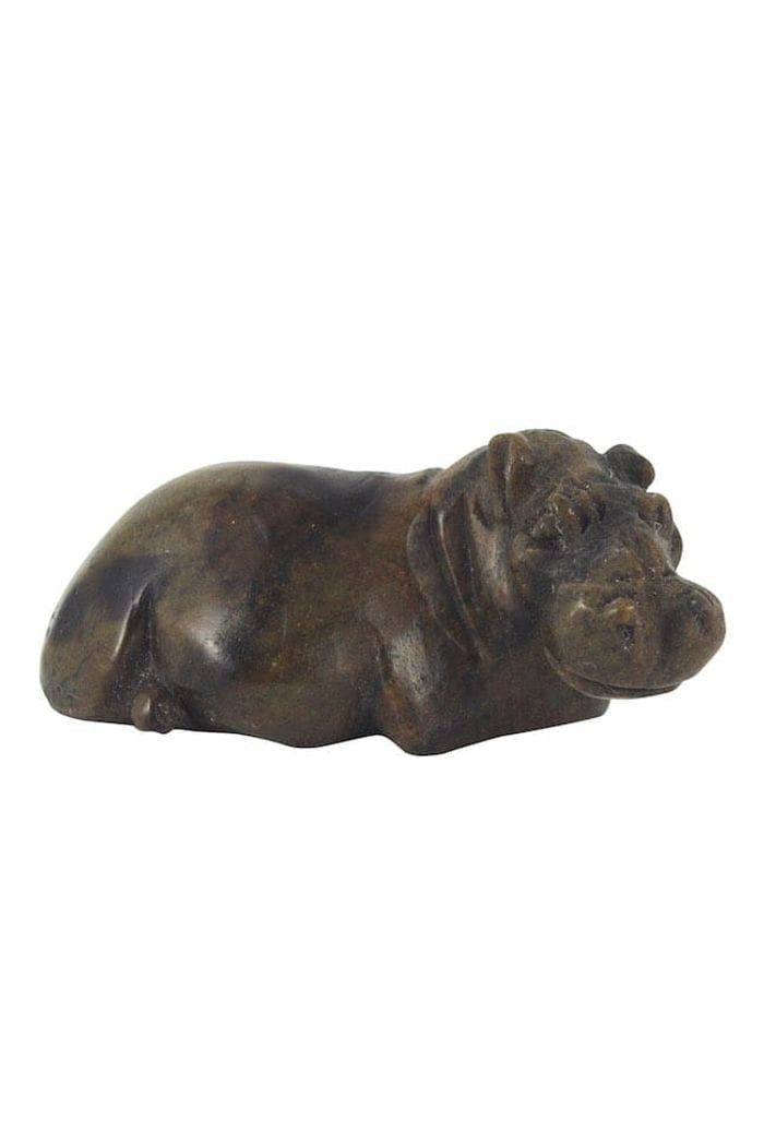 Little Zim Skulptur Nilpferd aus Stein - Hippo Klein, Handgefertigt · Recyceltes Glas · Unikat