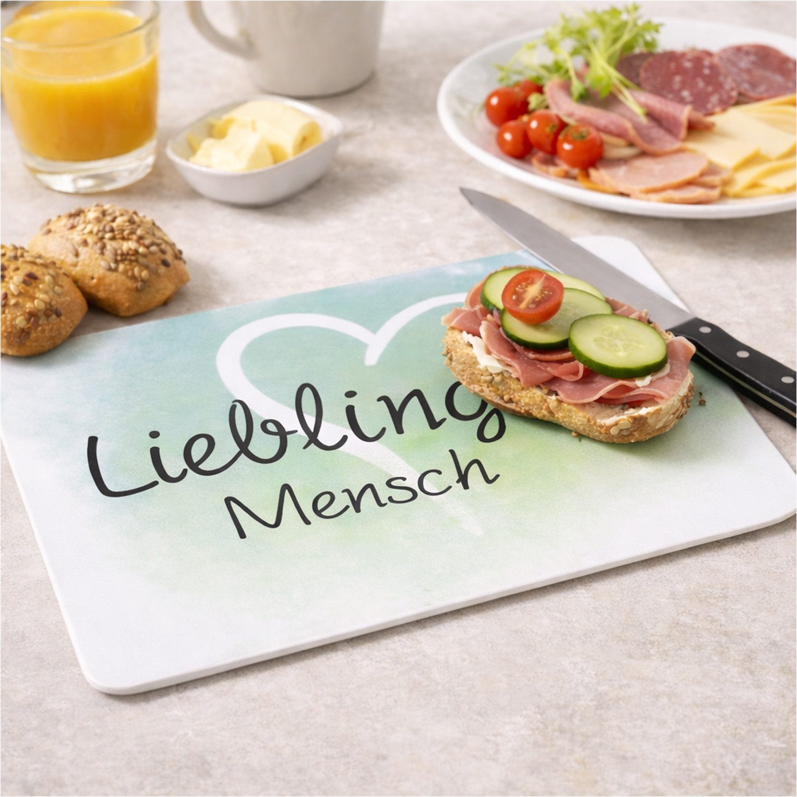 Gravidus Frühstücksbrett Frühstücksbrettchen Melamin mit Gummifüßen Motiv Lieblingsmensch, Melamin
