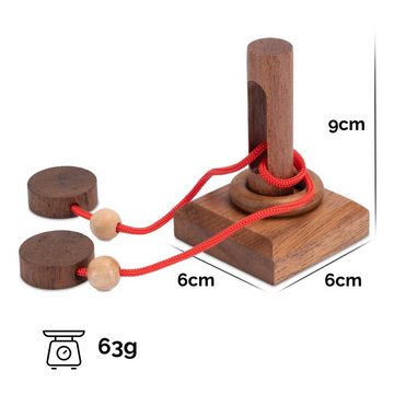 Logoplay Holzspiele Spiel, Der gefangene Ring - Schnurpuzzle - Knobelspiel aus Holz Holzspielzeug