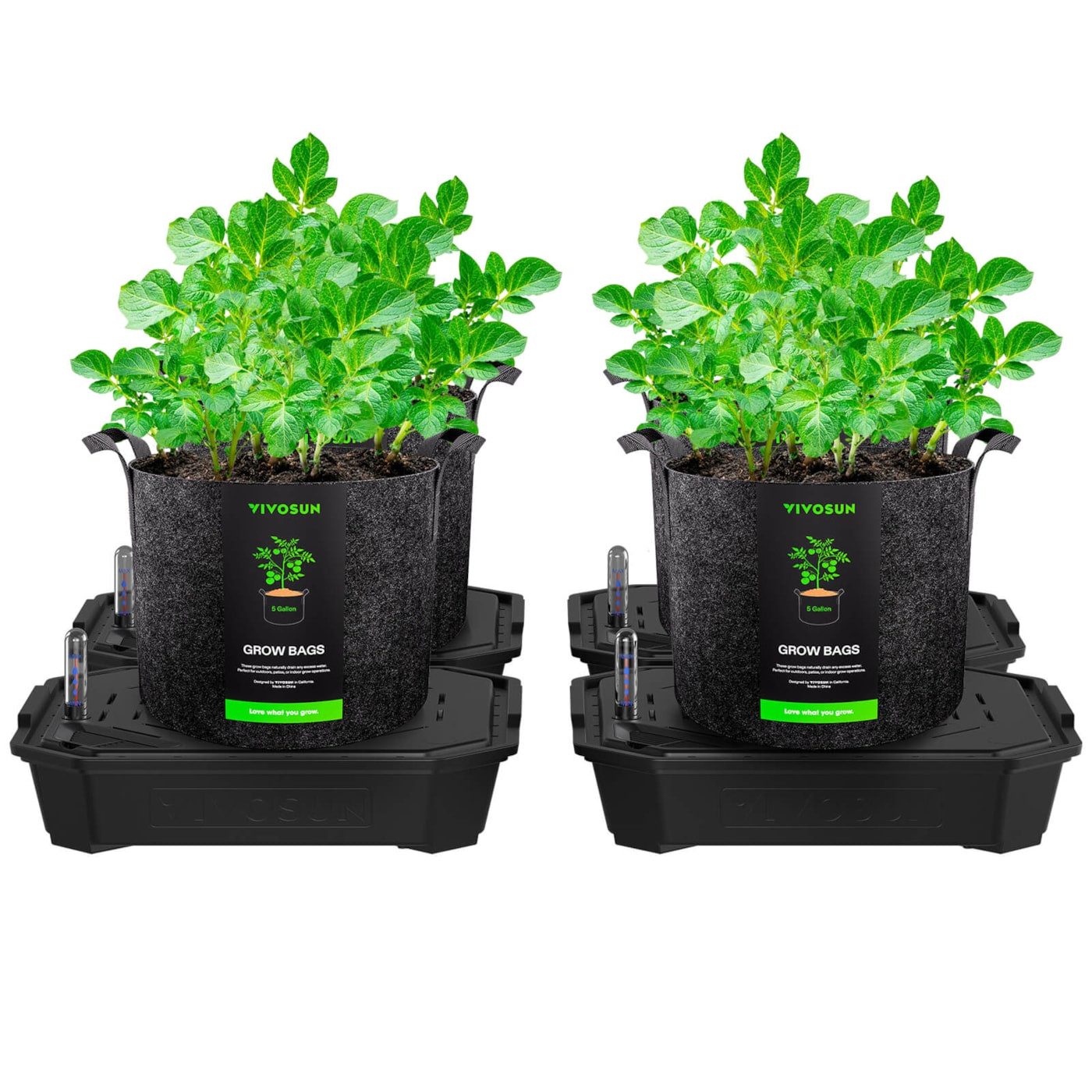 VIVOSUN Bewässerungssystem VIVOSUN FlexFeed Selbstbewässerungs-Base 6 L Reservoir, 4er-Pack, (Selbstbewässerungssystem), 4er Set mit 19L Grow Bags