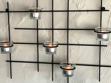 DanDiBo Teelichthalter Wandteelichthalter Metall Leuchter 5XXL Wandkerzenhalter 50 cm Teelichthalter Wand Kerzenhalter Wanddeko