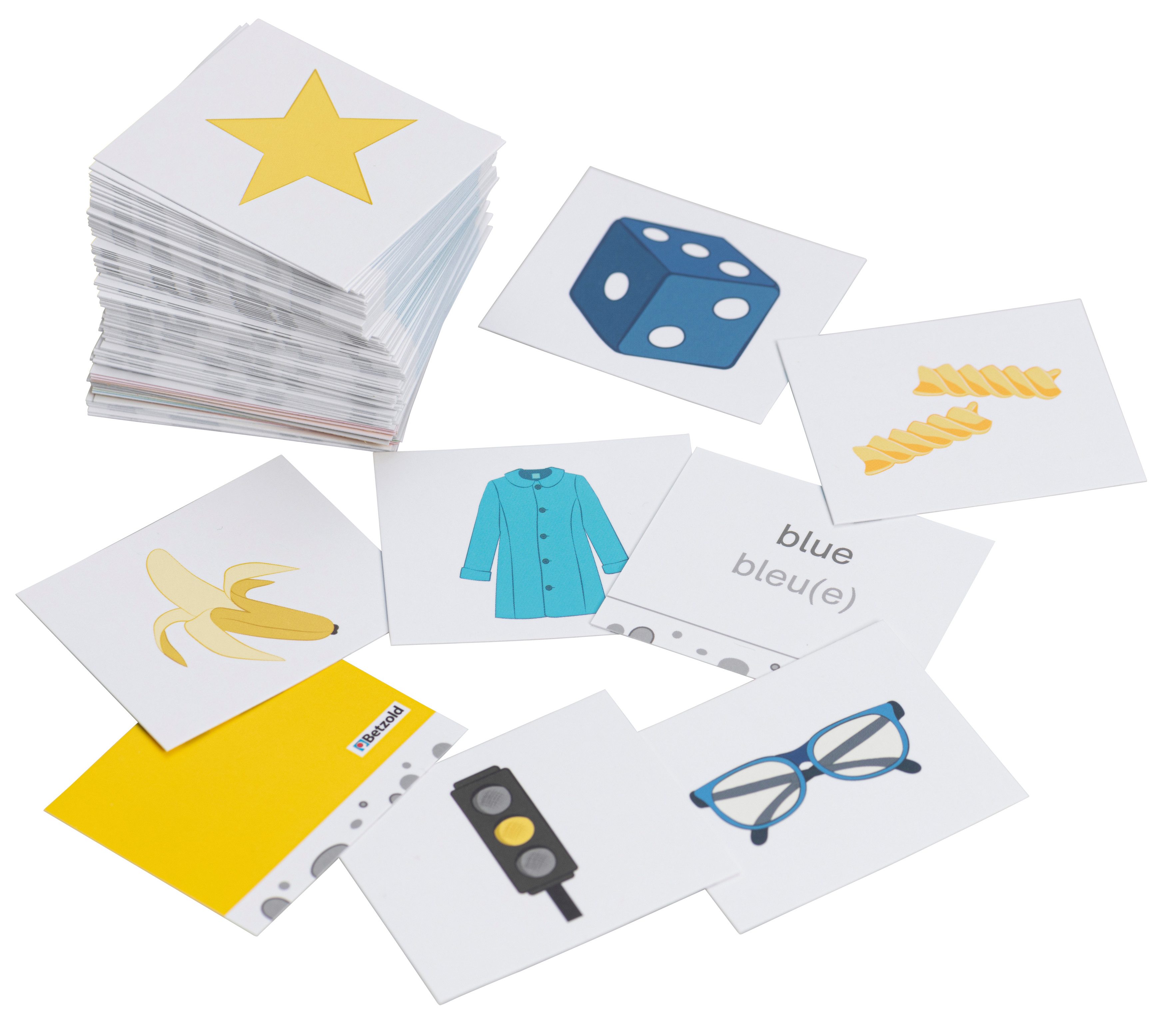 Betzold Tischkartenhalter Farben sortieren – 96 Quizzerkarten für Kinder, Karton