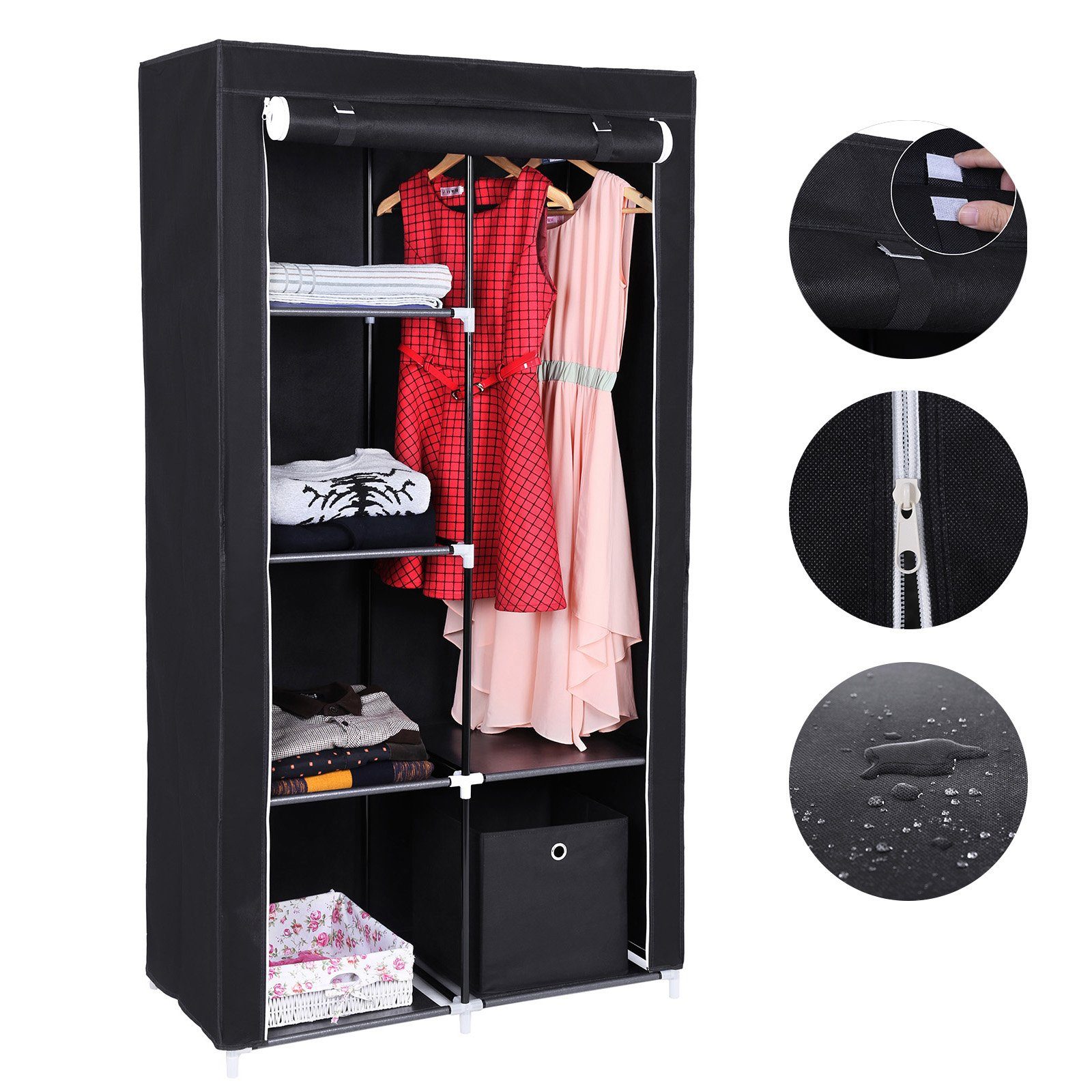 SONGMICS Stoffschrank Kleiderschrank Garderobe, mit 1 günstig online kaufen