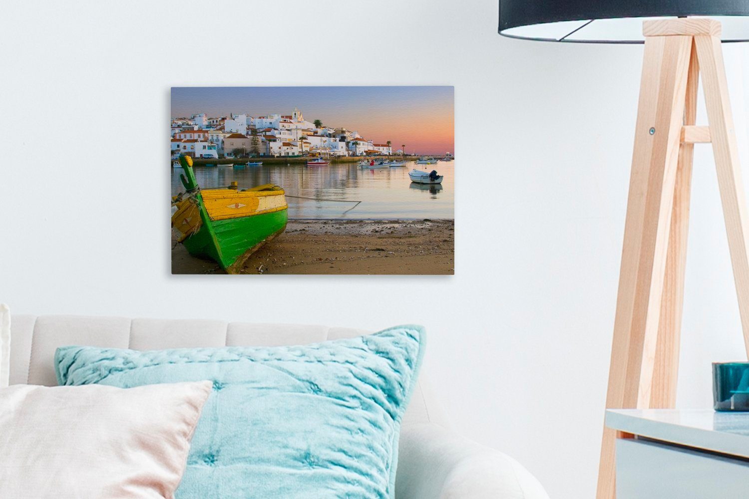 OneMillionCanvasses® Leinwandbild Fischerboot St), Algarve, Wandbild (1 bei der Ferragudo 30x20 Wanddeko, an cm Leinwandbilder, Aufhängefertig