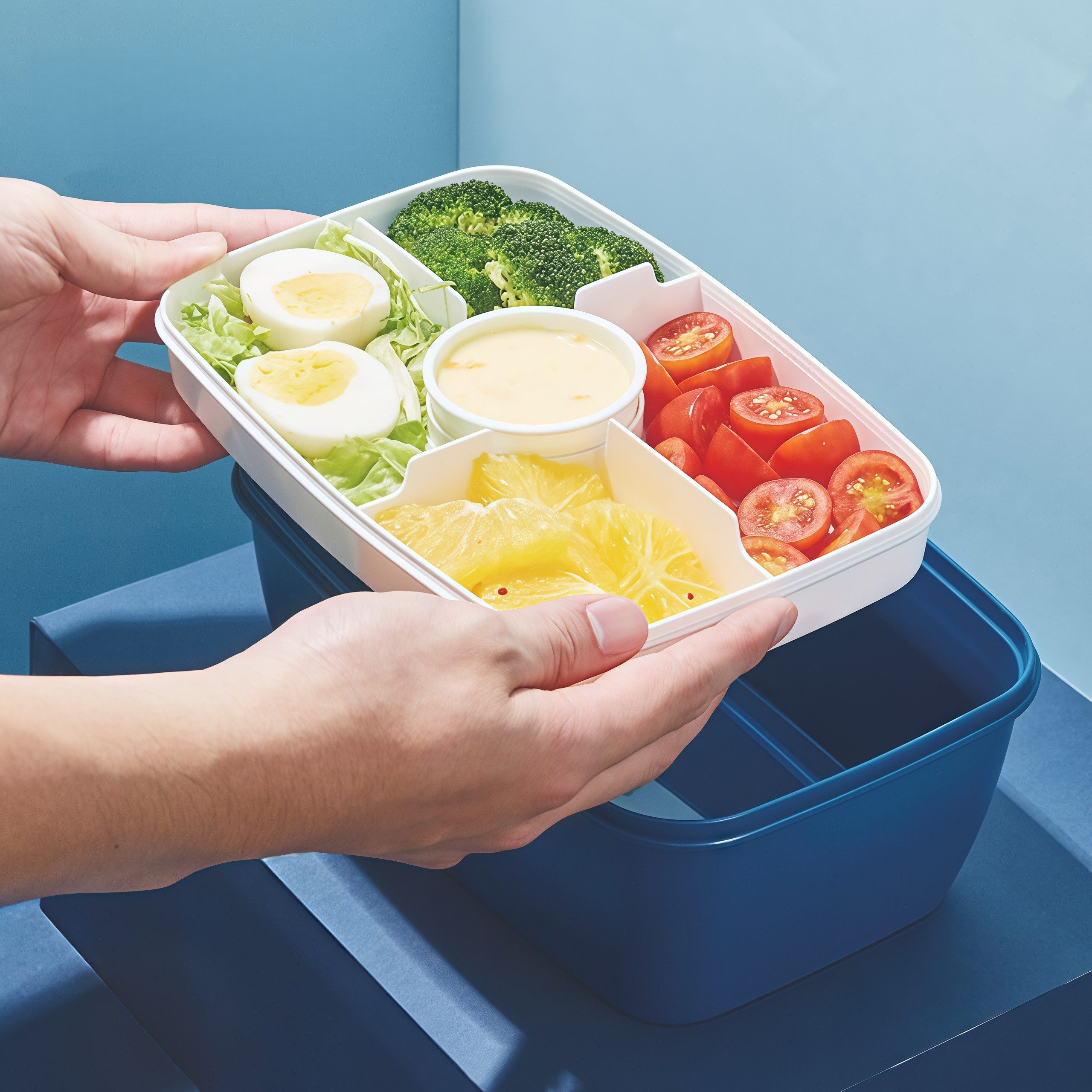 FOUORTUNATE-BEE Lunchbox Lunchbox 2000 ml für Kinder und Erwachsene, auslaufsicher mit Fächern, Ideal für Schule, Picknick oder Salate – praktische Bento-Box – Bild 3 von 5