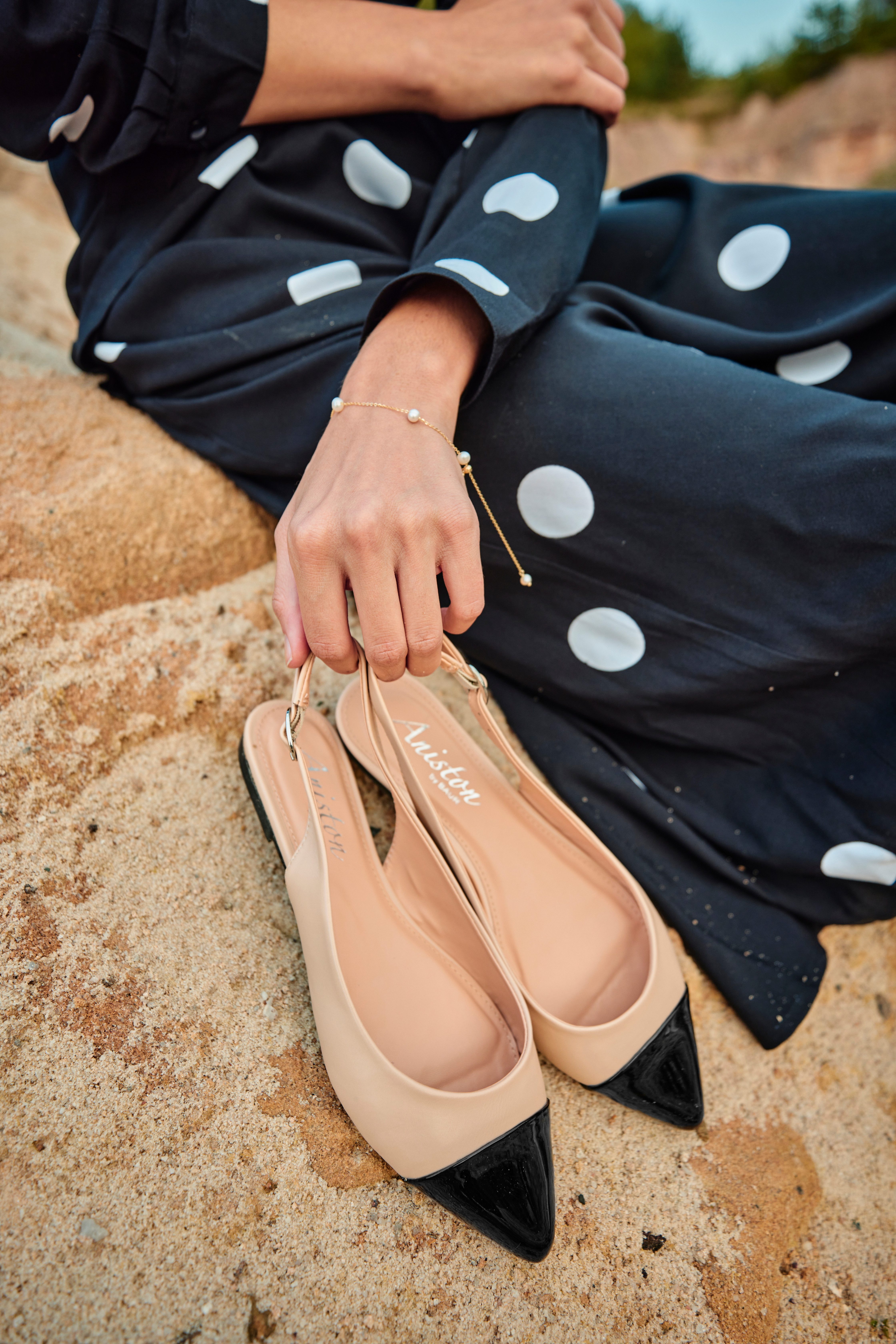 Aniston SHOES Slingpumps, Flat, Sommerschuh, Lackspitze - in schmaler Form günstig online kaufen