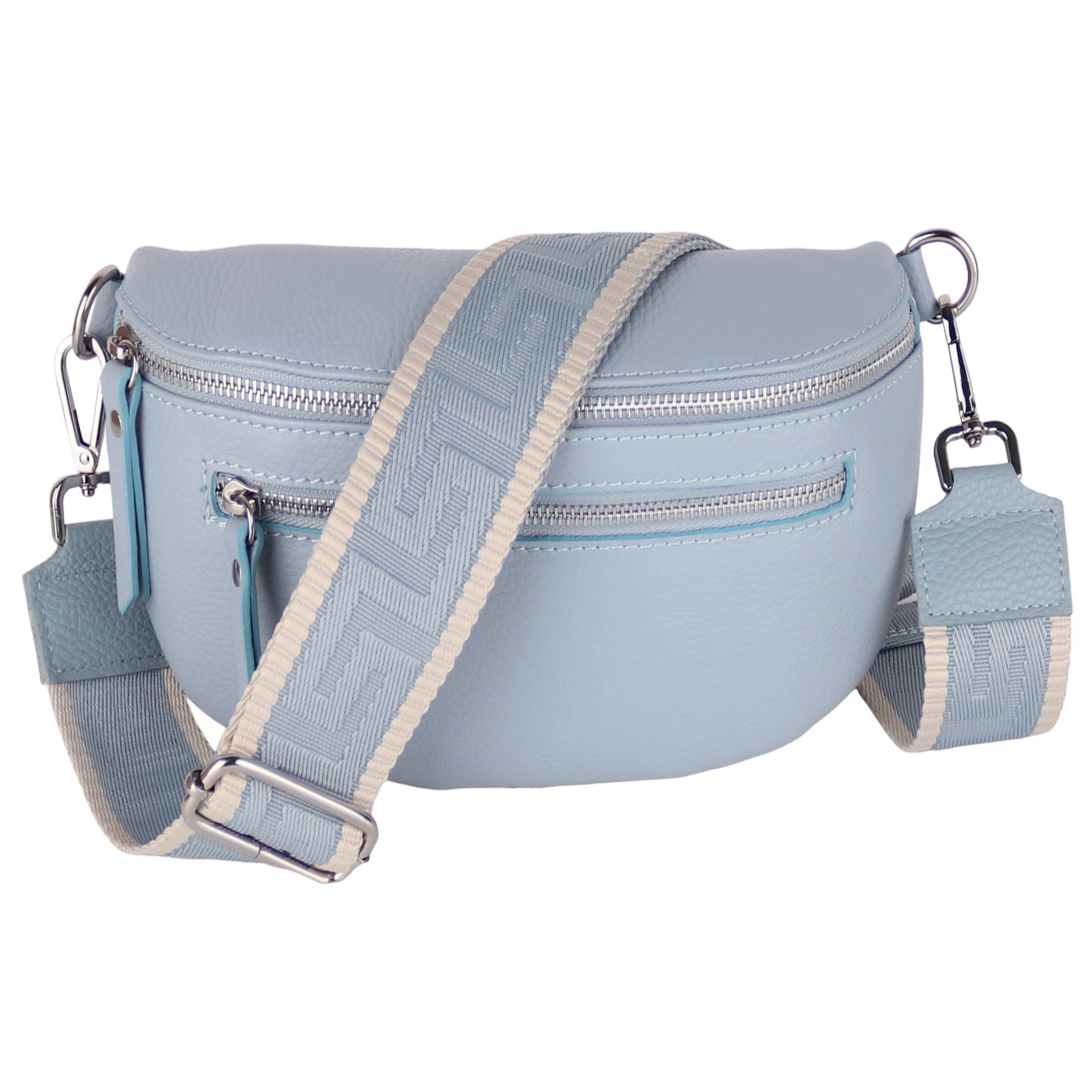 MIRROSI Bauchtasche Damen, Echtleder, Leder, Made in Italy, Umhängetasche, Brusttasche, (Schultertasche für jeden Anlass (1 Tasche & 2 Gurt), Mit zwei Reißverschlüssen, (ca.27x14x8cm), Crossbody Bag, gemusterten& verstellbaren Schulterriemen