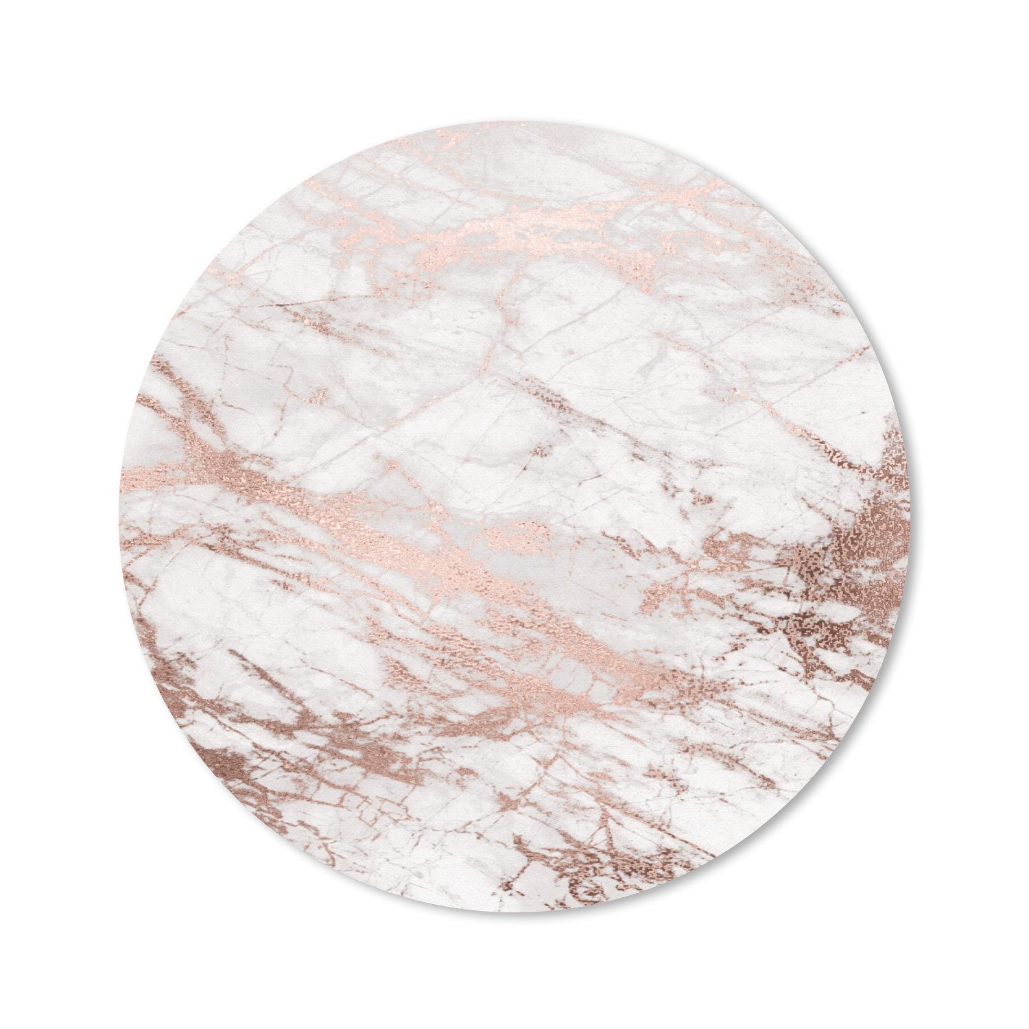 MuchoWow Mauspad Marmor - Rosa - Luxus - Marmoroptik - Glitzer - Design (1-St), Mousepad mit Rutschfester Unterseite, Gaming, Rund, 30x30 cm