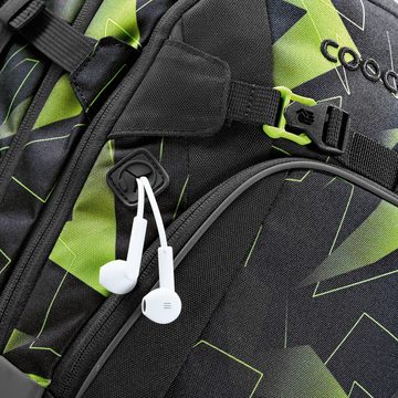coocazoo Schulranzen Schulrucksack-Set MATE Lime Flash 3-teilig (Rucksack, Mäppchen, Sporttasche), ergonomisch, reflektiert, Körpergröße: 135 - 180 cm