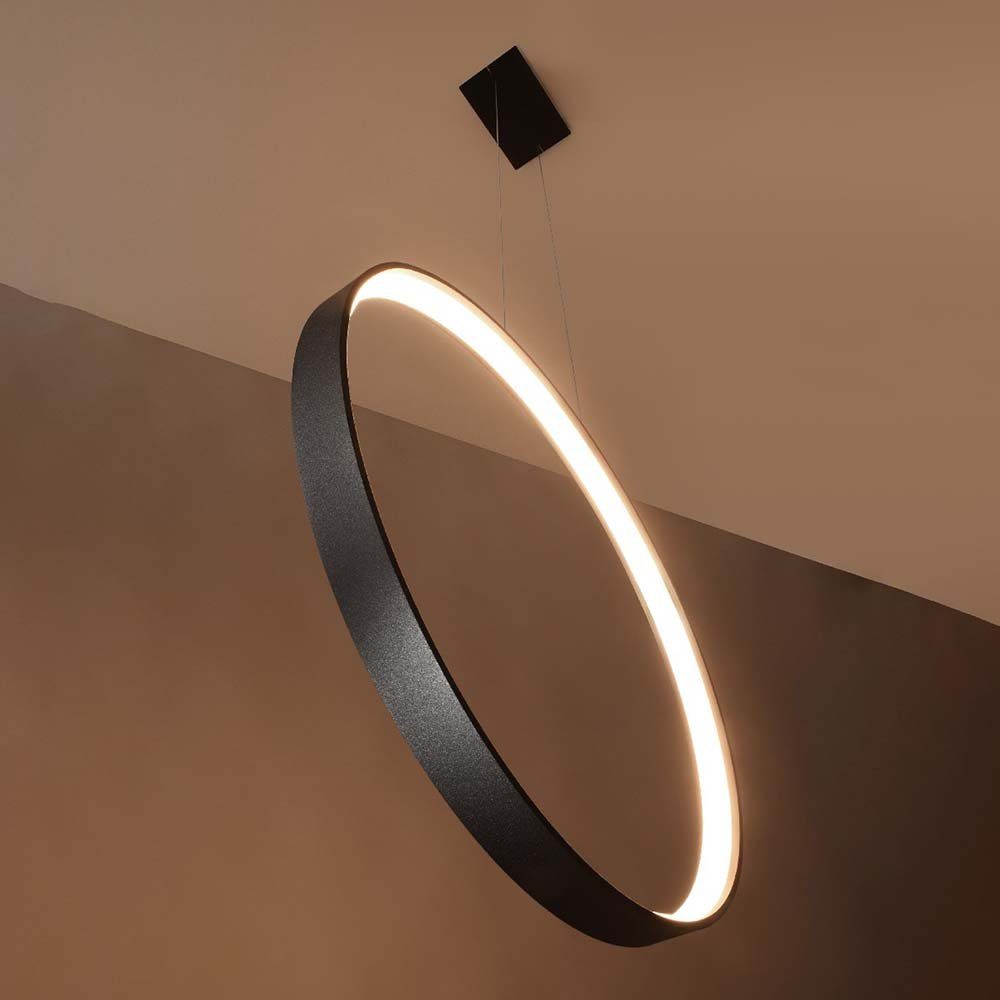 LED weiß LED Hängeleuchte L Schlafzimmerleuchte Warmweiß, etc-shop Pendellampe Design Ring verbaut, Pendelleuchte, LED-Leuchtmittel fest