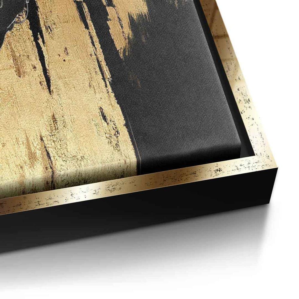 Luxury luxus Tier schwarz Rahmen gold silberner Ra premium DOTCOMCANVAS® Leinwandbild Horse Leinwandbild, mit Pferd