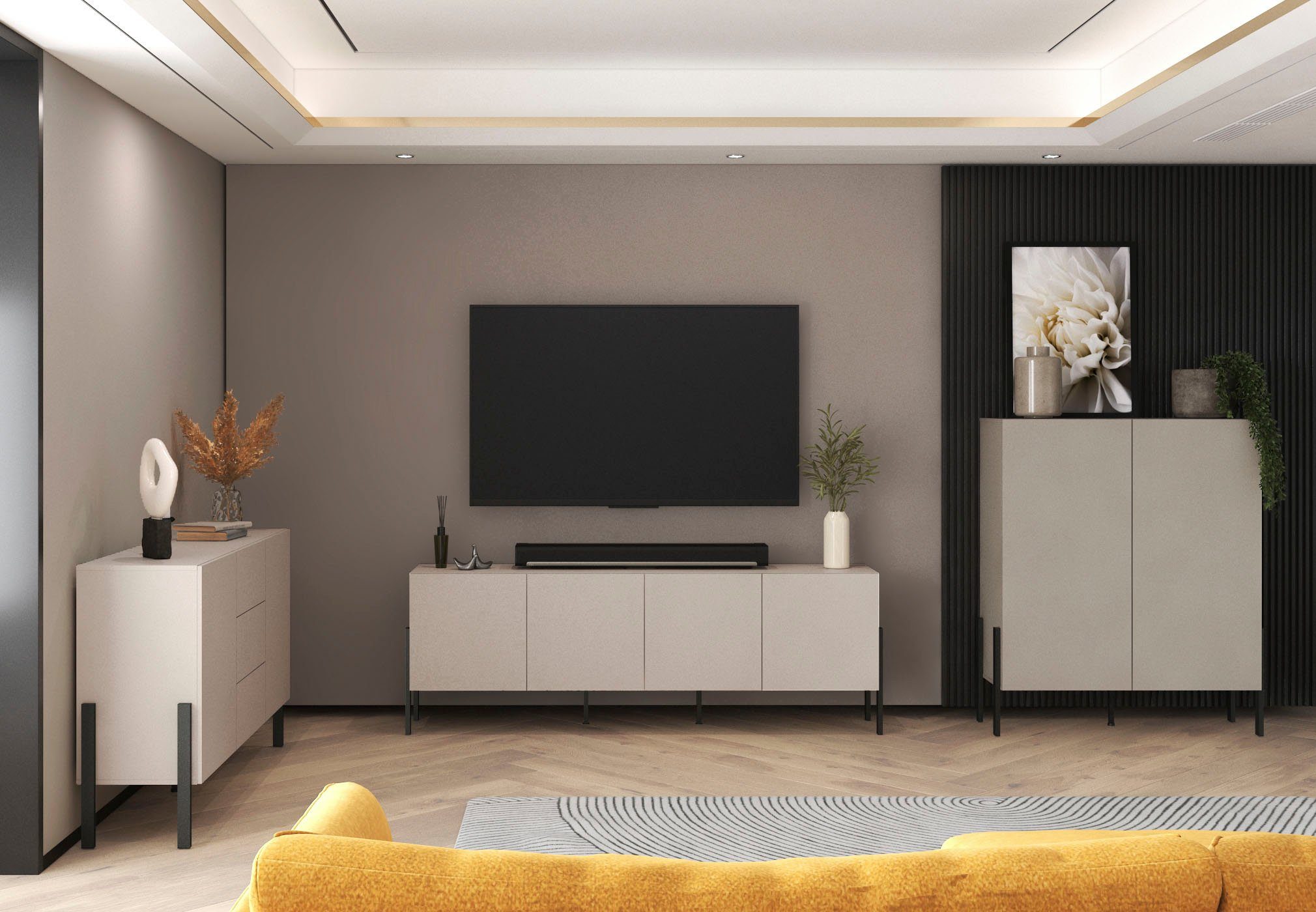 OTTO home Sideboard Jukon, Breite 150 bzw.180 cm, moderne grifflose Kommode, Schubladenschrank 2 Türen/3 Schubkästen, push-to-open-Funktion