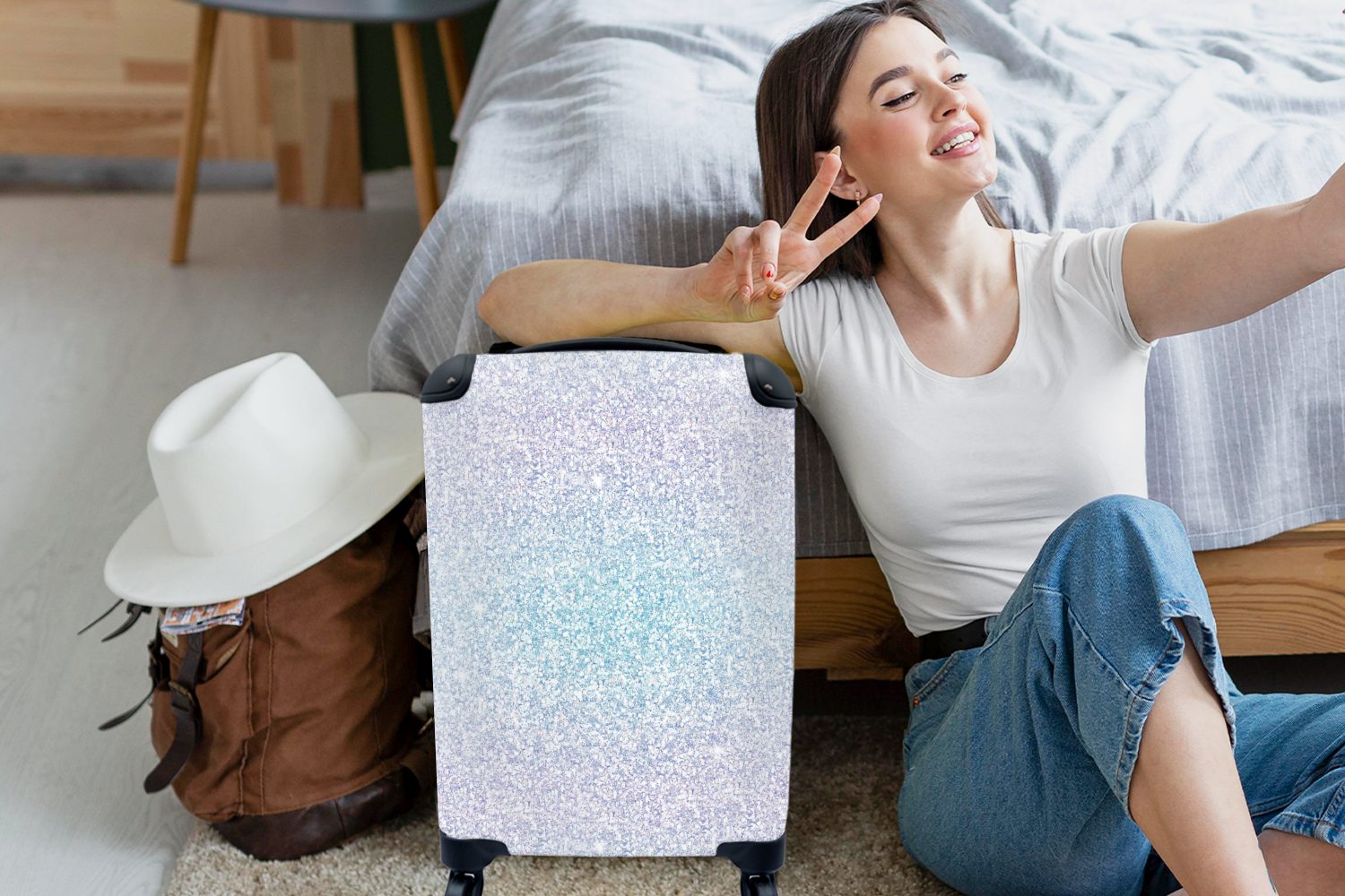 MuchoWow Handgepäckkoffer Opal - Waage - Tierkreiszeichen - Muster, 4 Rollen, Reisetasche mit rollen, Handgepäck für Ferien, Trolley, Reisekoffer – Bild 2 von 5