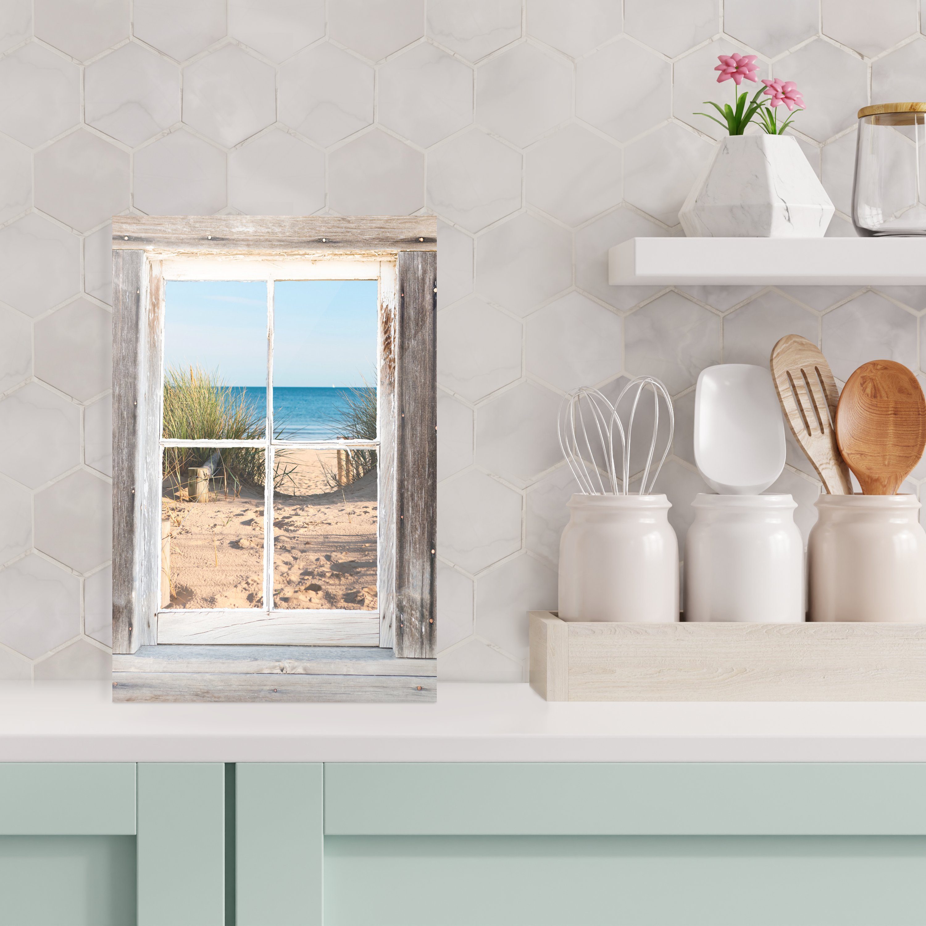 Acrylglasbild - Aussicht Glas - Glas - Bilder St), Meer, Strand - Foto auf MuchoWow auf Glasbilder Wandbild Wanddekoration (1 -