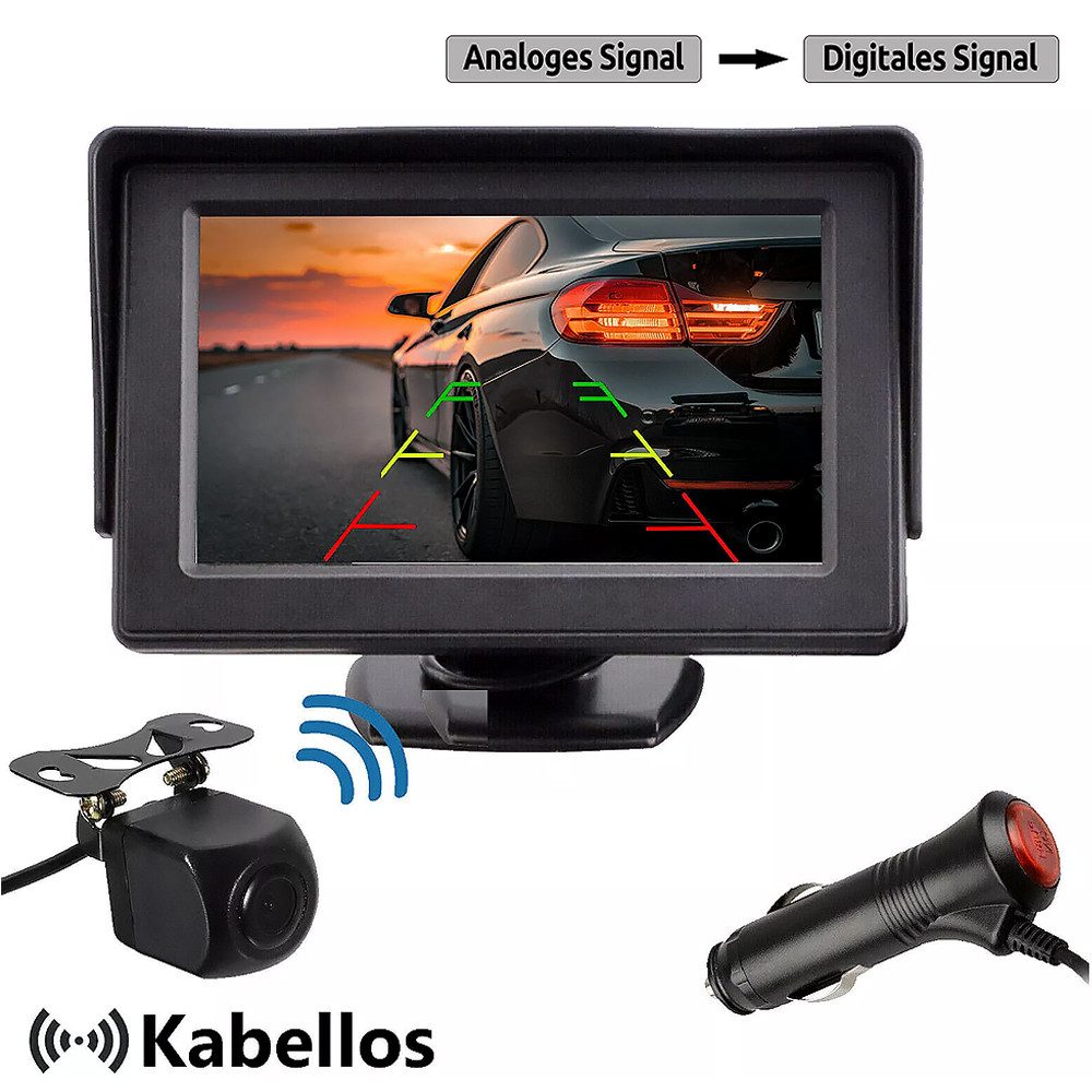 4.3'' HD Monitor KFZ Auto Einparkkameras Rückfahrkamera Funk Kabellos Rückfahrkamera