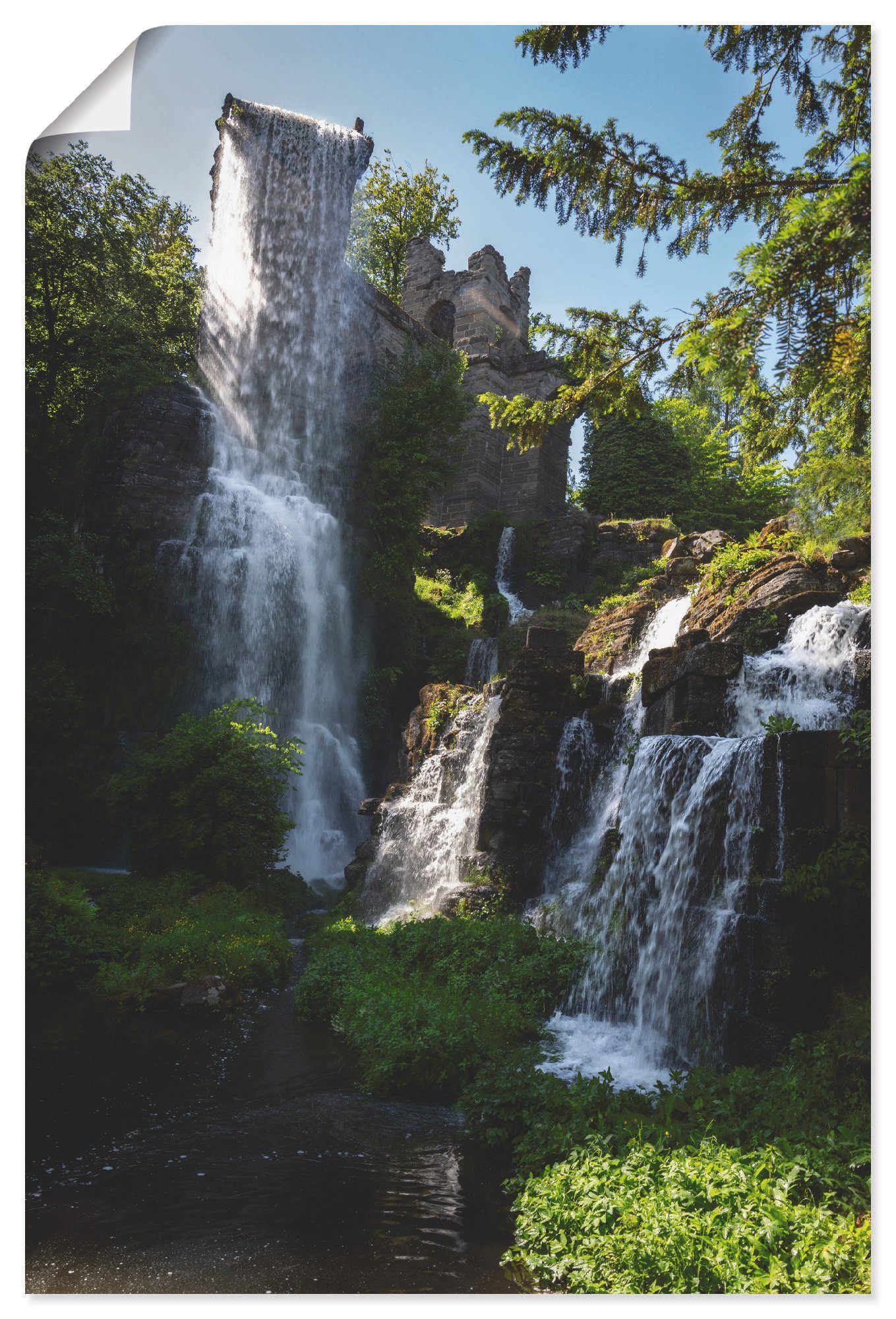 Poster in Leinwandbild, St), Kassel, Artland Gewässer Wasserspielen Wandbild in versch. Alubild, (1 als oder Größen Wandaufkleber bei Wasserfall