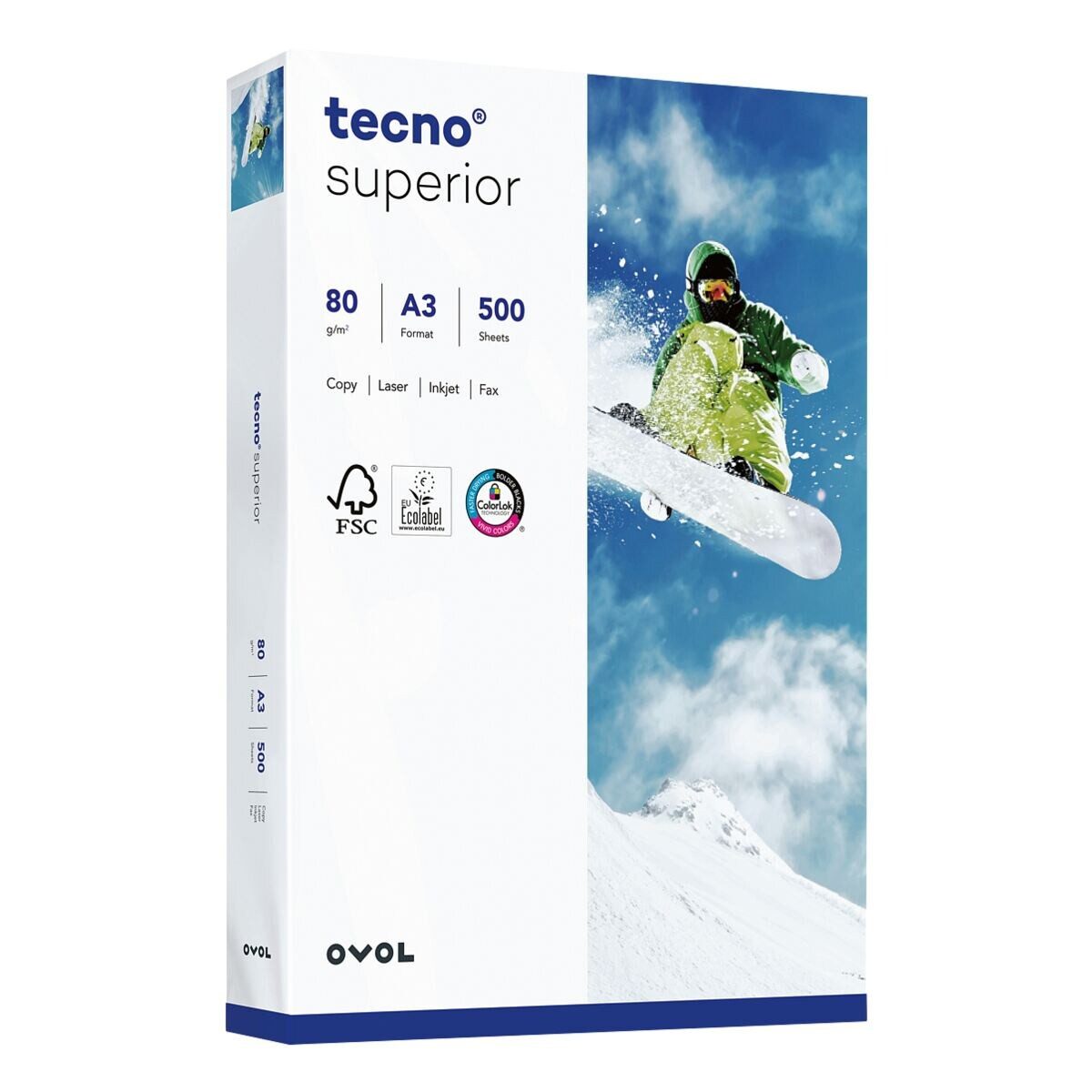 Inapa tecno Druckerpapier Superior, Format DIN A3, 80 g/m², 168 CIE, 500 Blatt