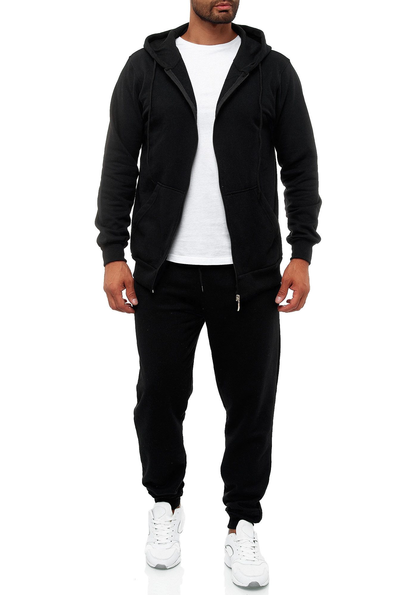 iKENNAS Sportanzug i (Hose + Zip hoodie) Schwarz L