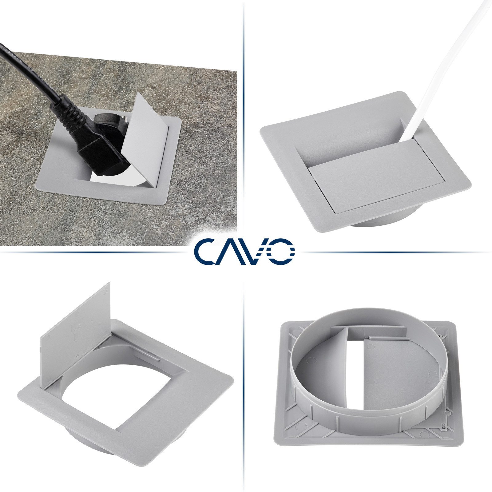 CAVO Kabelkanal Durchlass mit Einbautiefe 15,5 mm (2-St), verschiedene Farben