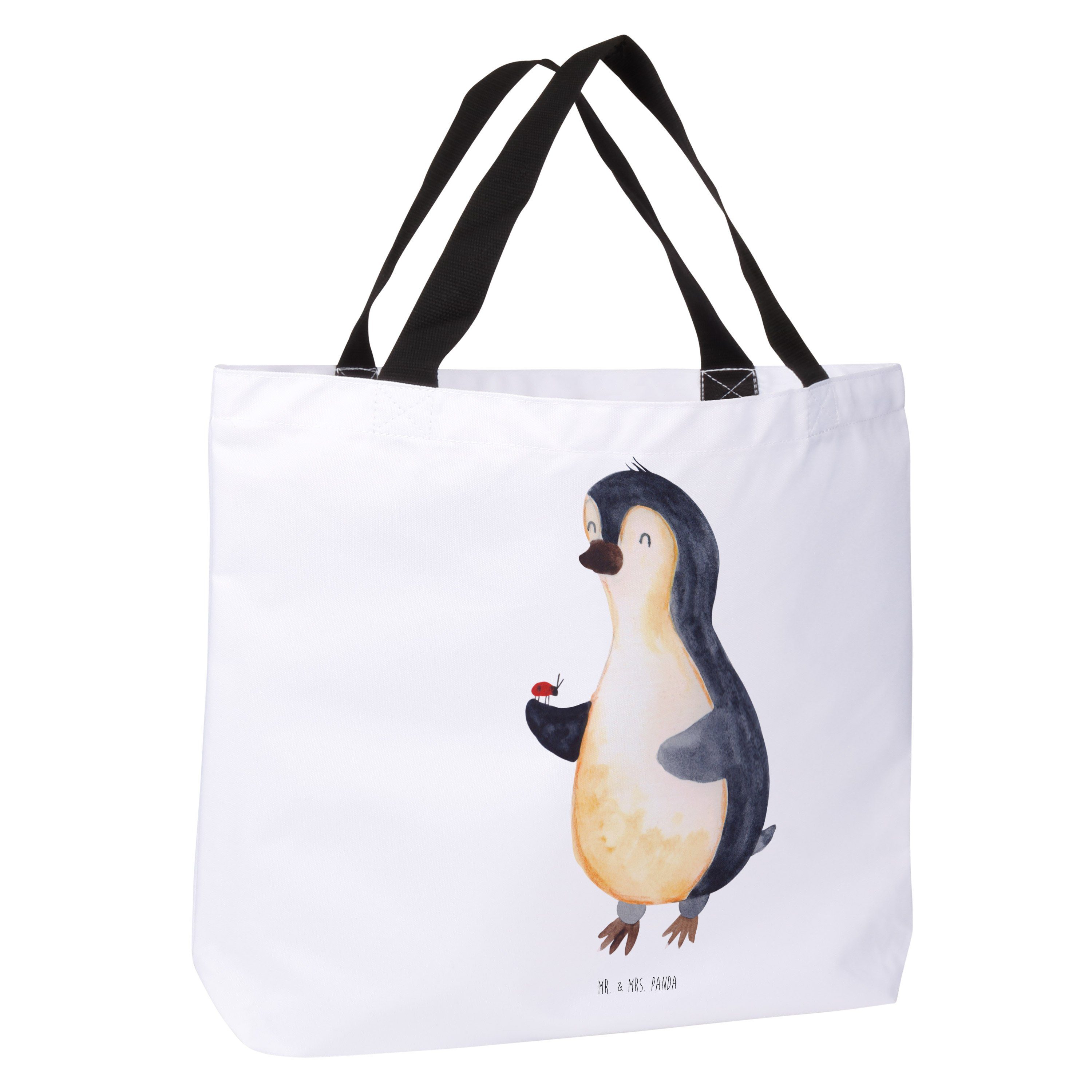 - Shopper - Mrs. Pinguin (1-tlg) Geschenk, aufmerksam, Mr. Weiß Lebensfreu Marienkäfer Panda & Beutel,