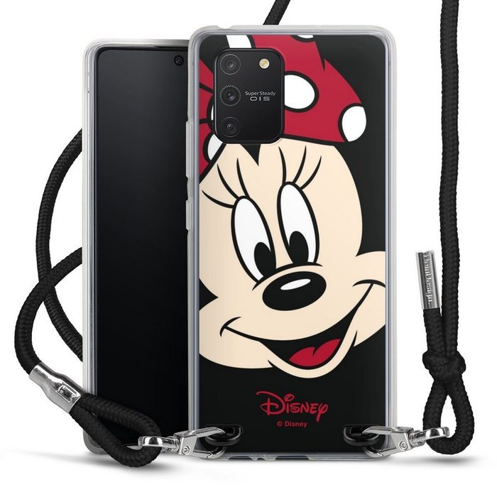 DeinDesign Handyhülle Minnie Mouse Disney Offizielles Lizenzprodukt Minnie All Over Samsung Galaxy S10 Lite Handykette Hülle mit Band Case zum Umhängen
