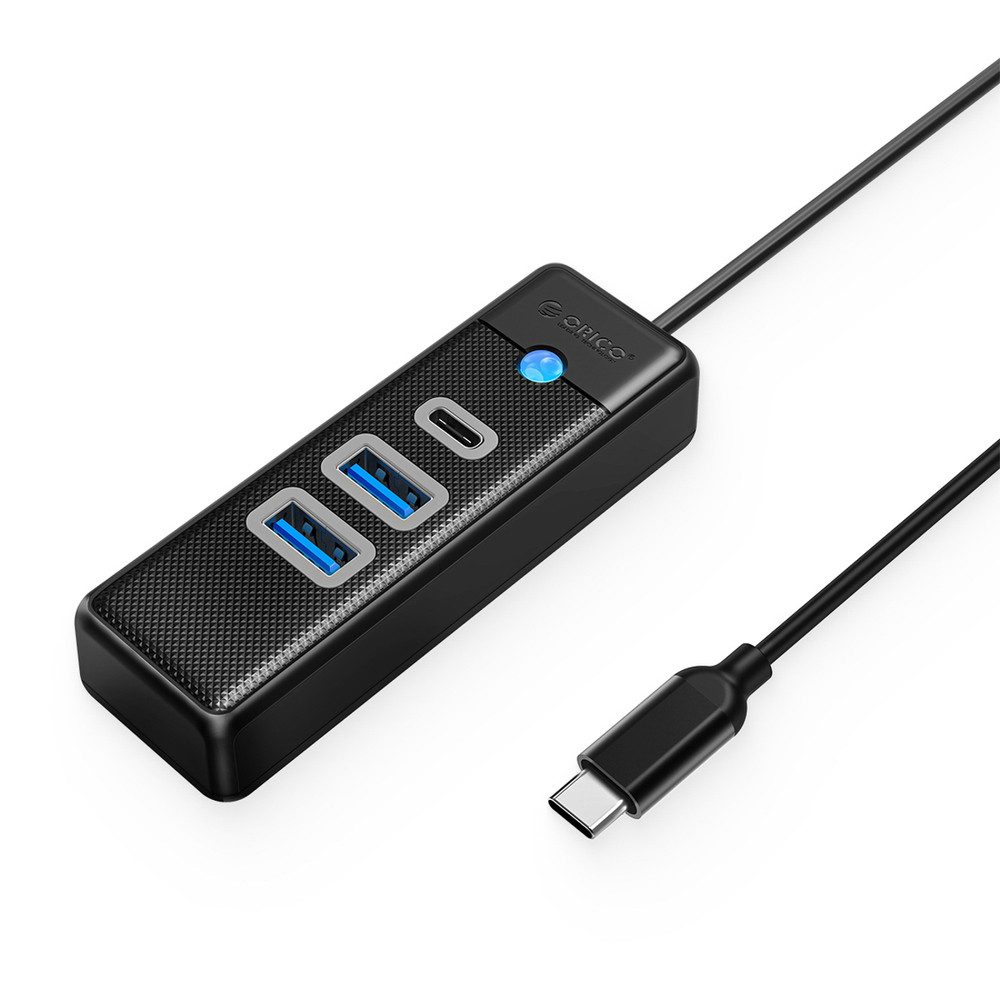 ORICO USB-Hub Verteiler HUB (3-in-1, USB-C, 2x USB-A, 1x USB-C, kompakt)