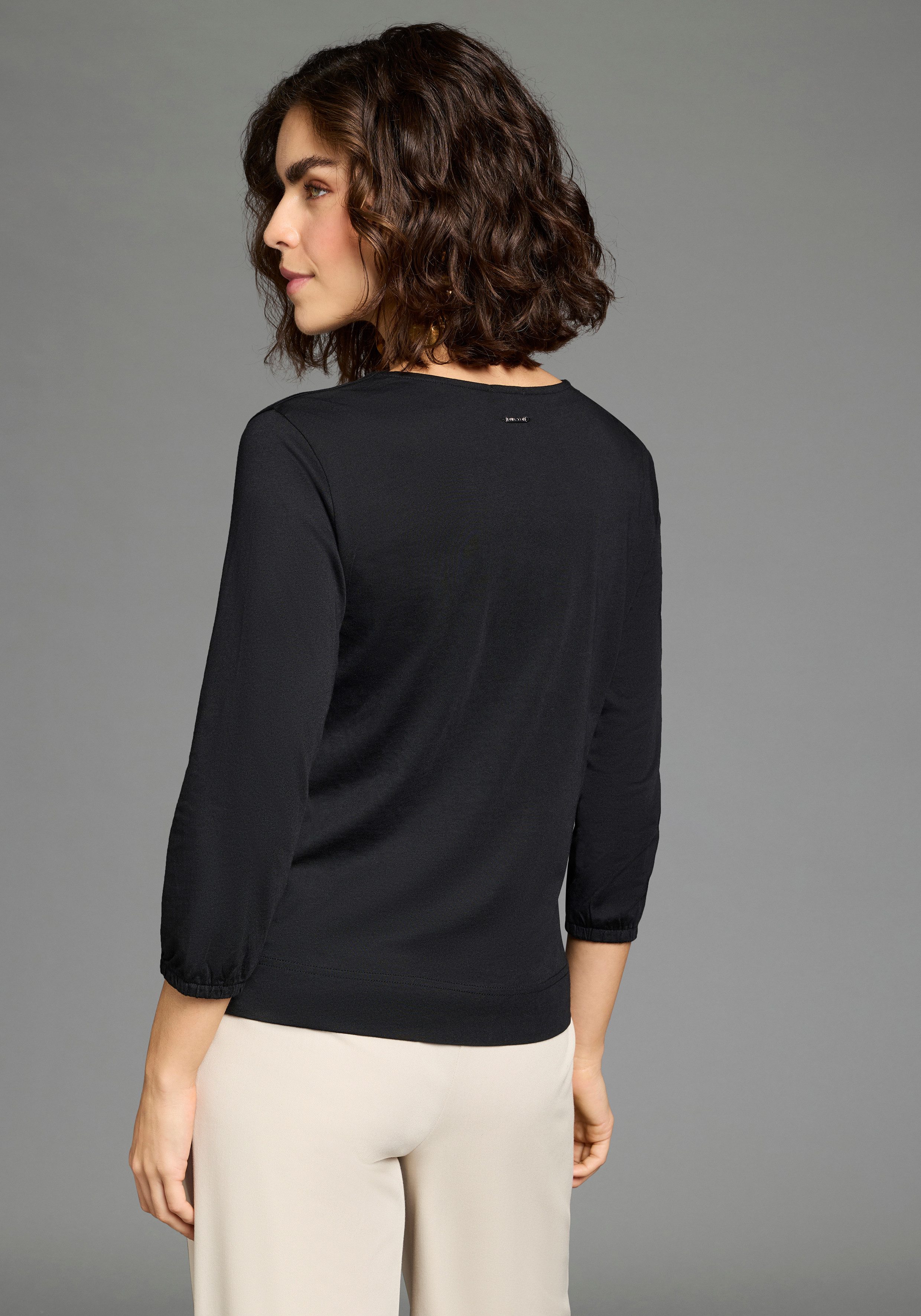 Laura Scott 3/4-Arm-Shirt Basic-Stil, mit V-Ausschnitt und durchgehender Kn günstig online kaufen