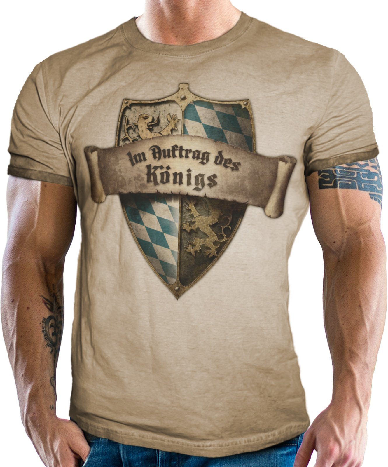LOBO NEGRO® Trachtenshirt Für Bayern Fans Look: Königs Auftrag Trachten im Im des Vintage 