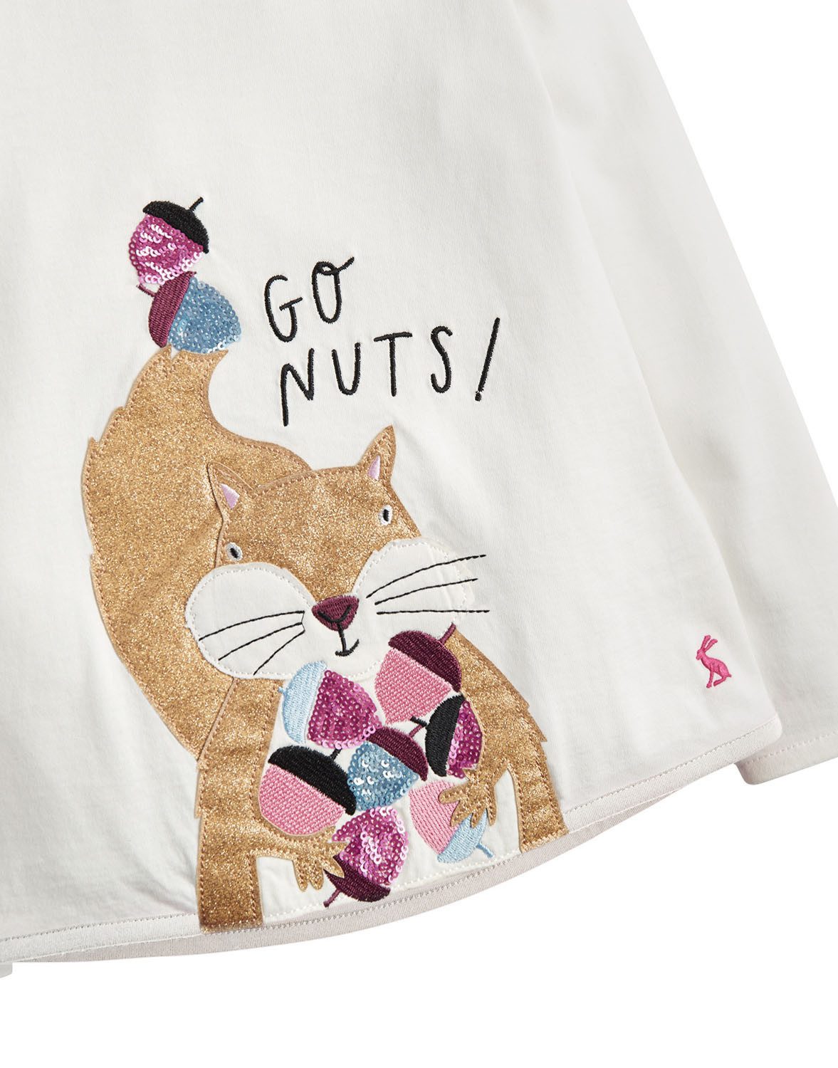 Tom Joule Langarmshirt Tom Joule Langarmshirt creme mit Glitzer Eichhörnchen