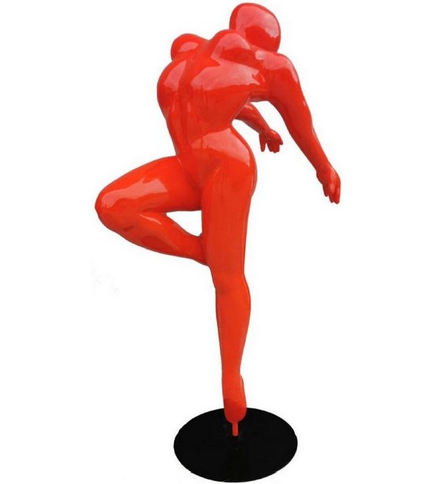 Casa Padrino Skulptur Luxus Deko Skulptur Ballerina Tänzerin Rot / Schwarz 120 x 60 x H. 165 cm - Lebensgroße Deko Figur - XXL Deko Skulptur - XXL Deko Figur - Luxus Wohnzimmer & Garten Deko