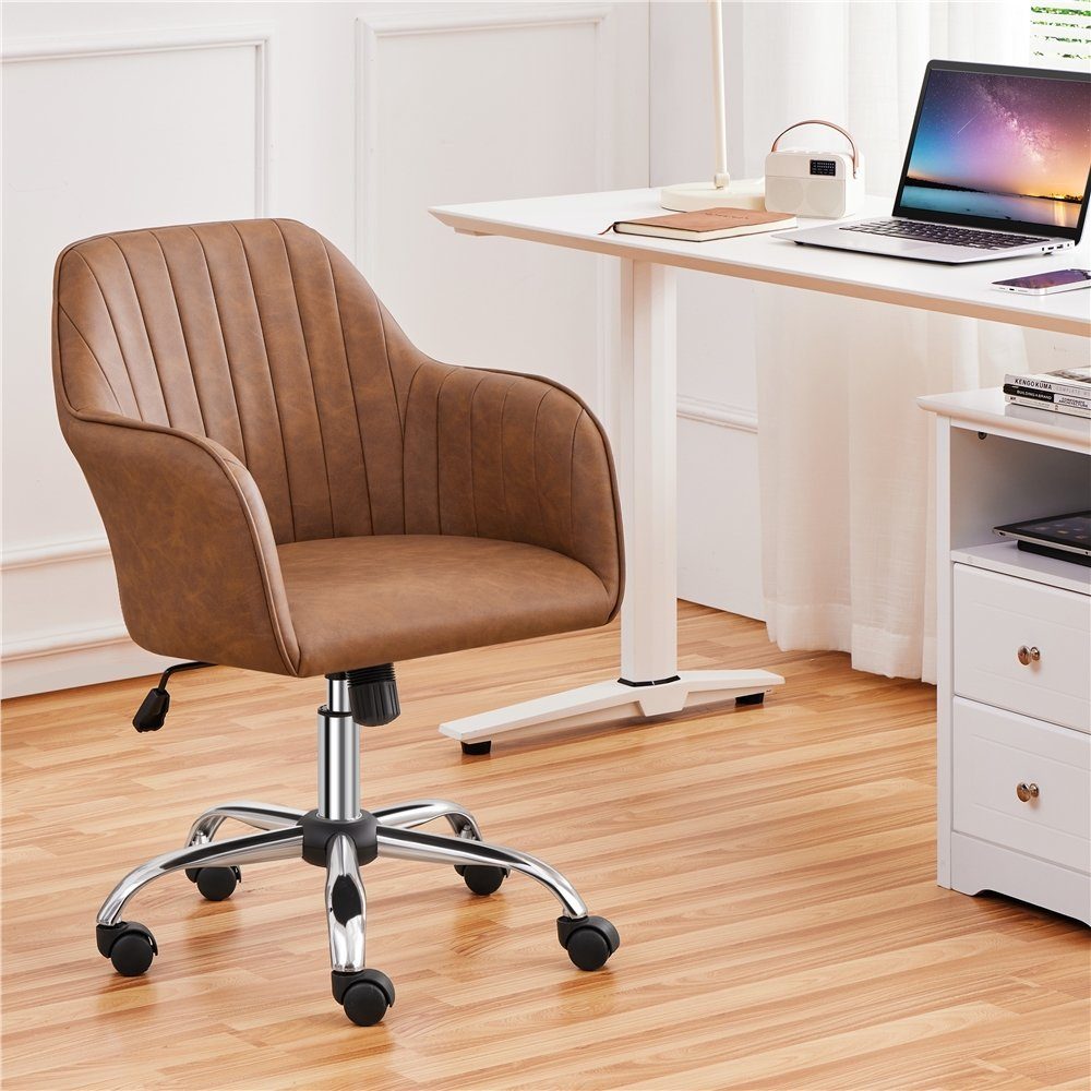 Yaheetech Drehstuhl, Bürostuhl 360 ° Schreibtischstuhl höhenverstellbar Braun