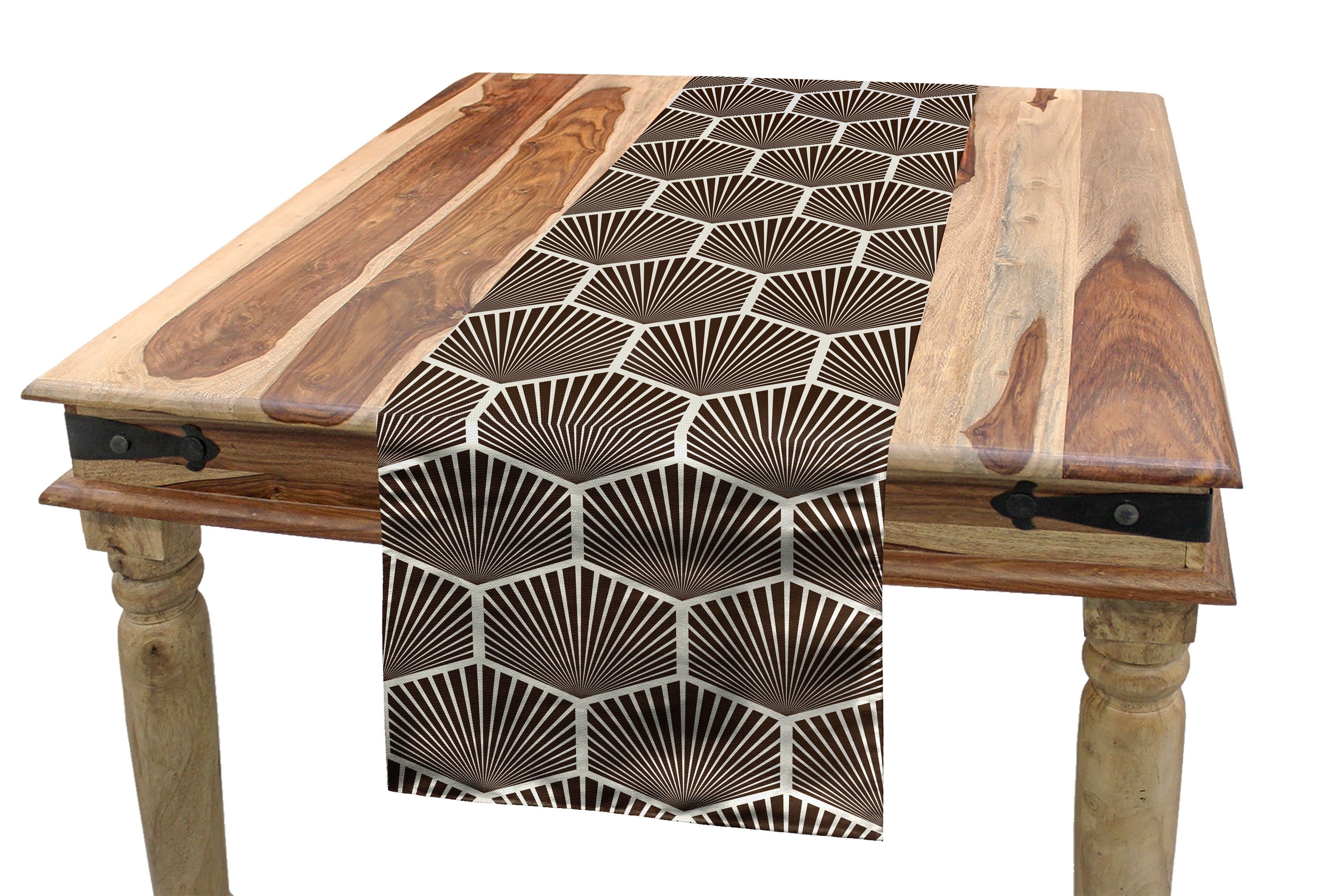 Abakuhaus Tischläufer Esszimmer Küche Rechteckiger Dekorativer Tischläufer, Geometrisch Stripped Hexagons | Tischläufer
