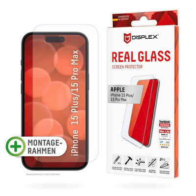 Displex Real Glass für Apple iPhone 15 Pro Max, Apple iPhone 15 Plus, Displayschutzglas, Displayschutzfolie Displayschutz kratzer-resistent 10H splitterfest