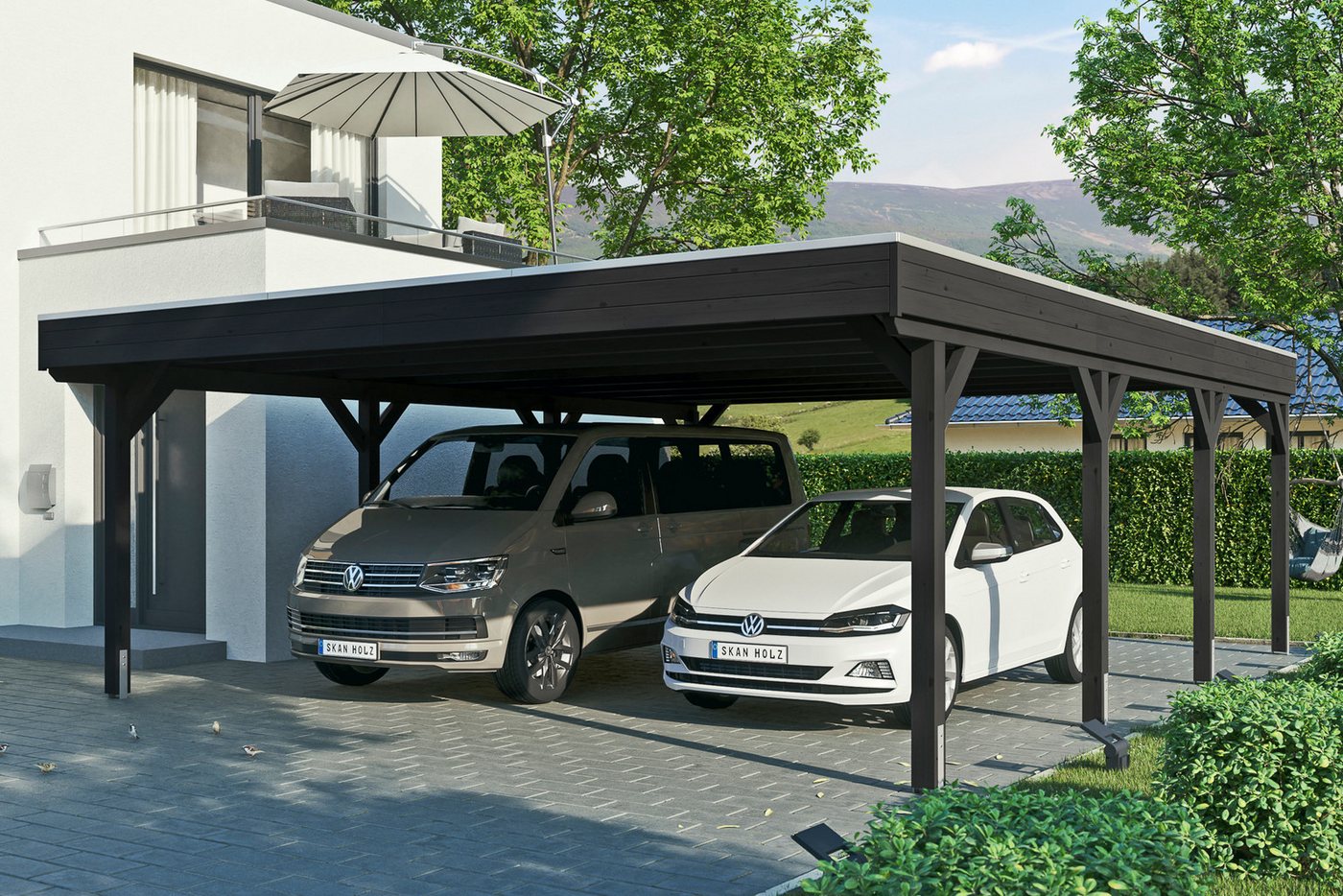 Thumbnail - Skanholz Doppelcarport Grunewald, BxT: 622x796 cm, 255 cm Einfahrtshöhe