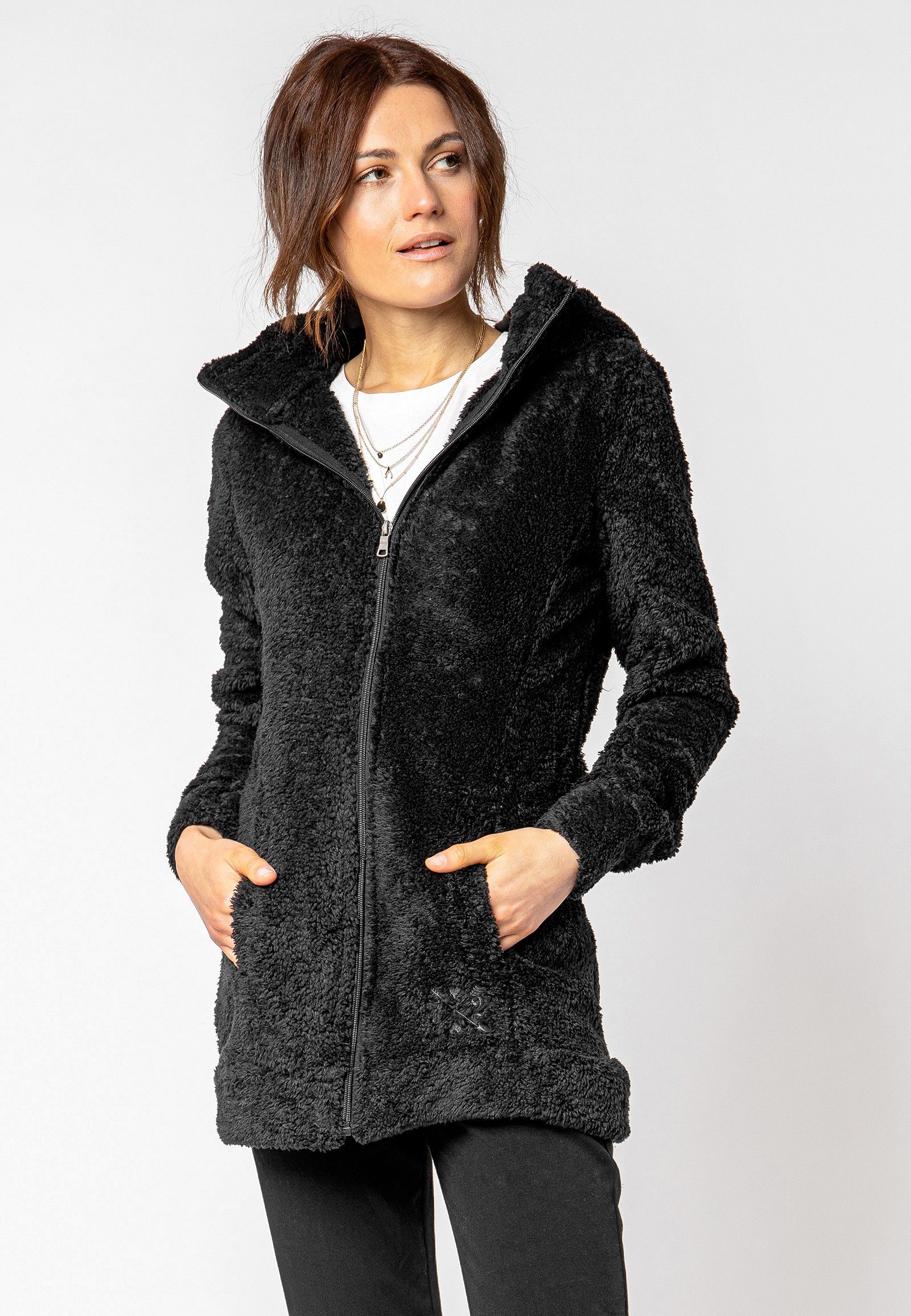 SUBLEVEL Fleecejacke Flauschiger Fleecemantel mit Kapuze